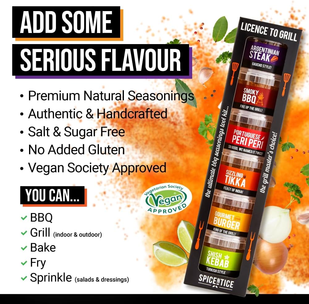 SPICE "N" TICE - The Ultimate Spice, Seasoning & Marinade BBQ Rub Grill Gift Set 7