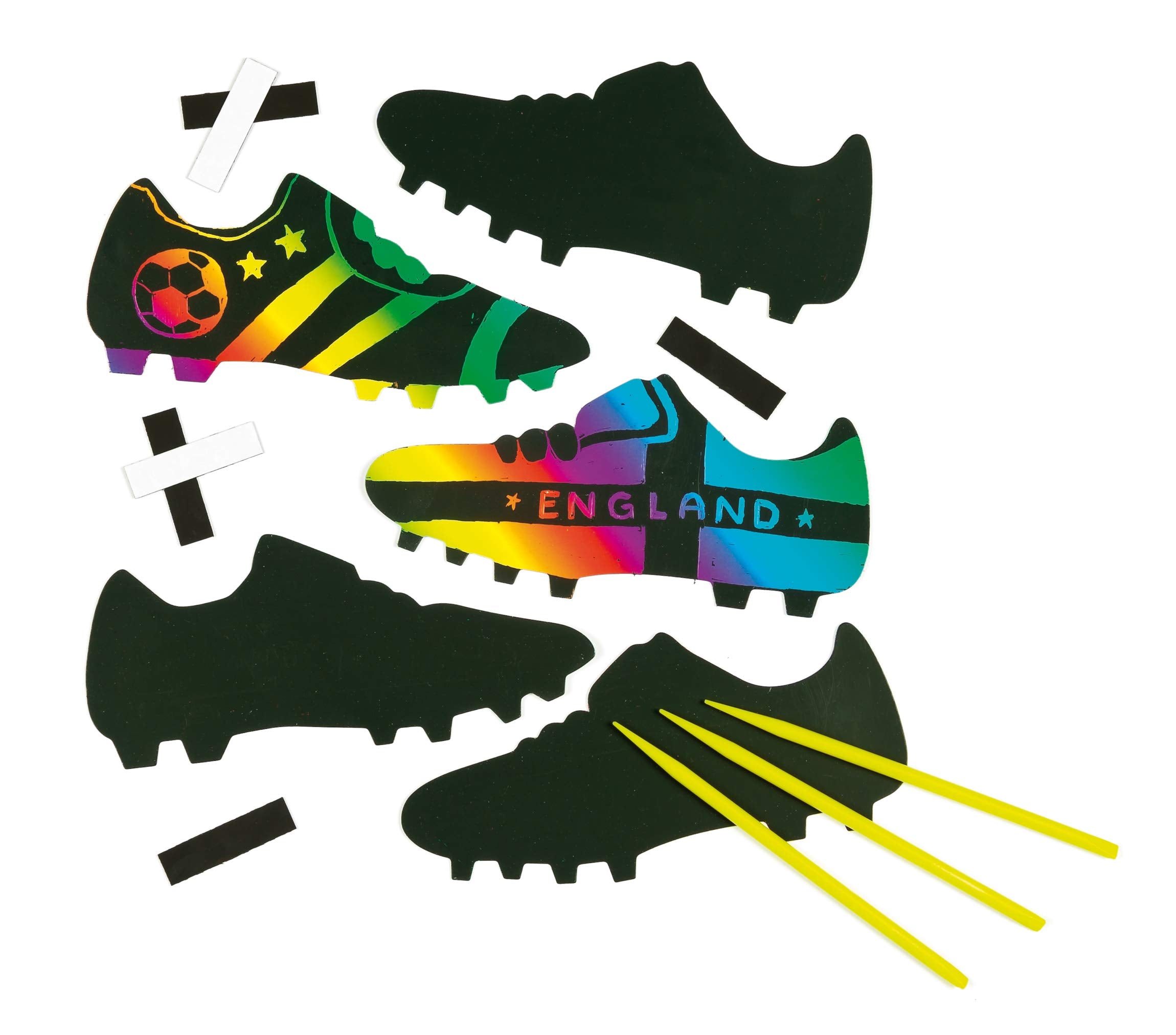 Baker Ross Football Boot Scratch Art Magnets - 10 Pack | Self-Adhesive | Includes Tools 5