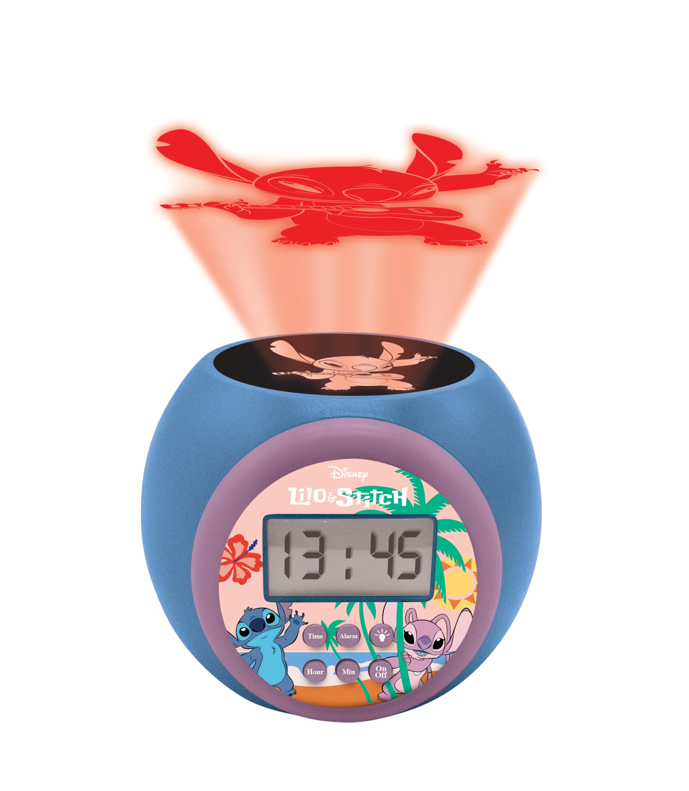 Lexibook Disney Stitch Projector Alarm Clock with Night Light and Snooze Function - Blue 4