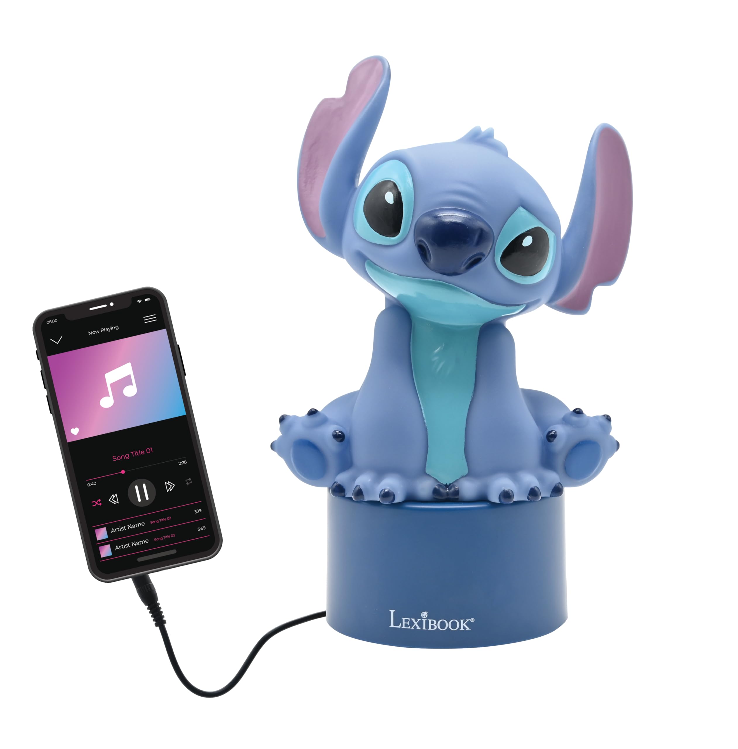 Lexibook - Disney Stitch Nightlight with Speaker, Color-Changing LED, Blue, NS01D 7