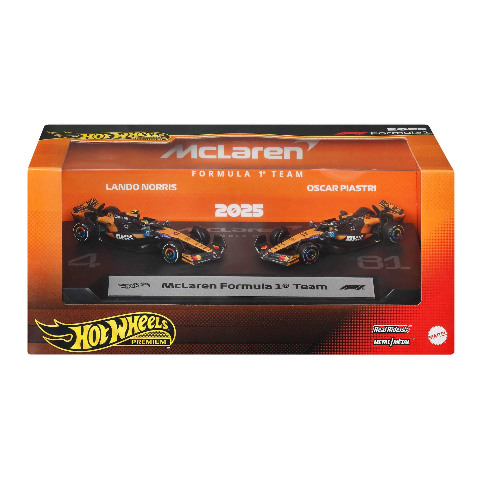 Hot Wheels Premium Formula 1 Toy Car 2-Pack - 1:64 Scale Die-Cast Set with Real Riders Tires 1