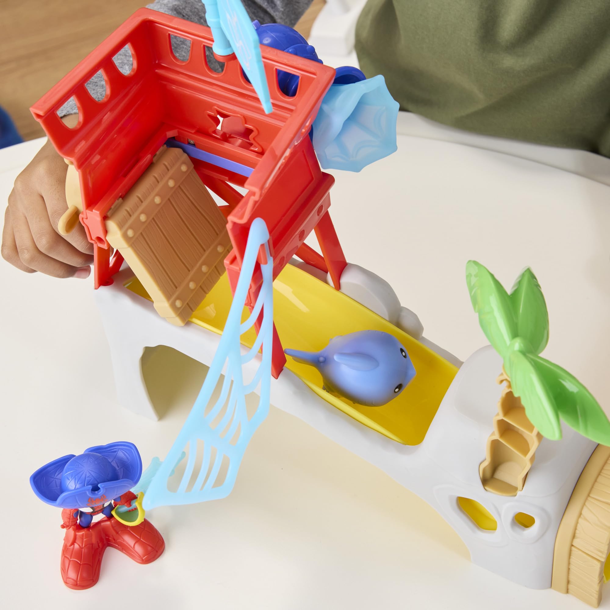 Spidey and His Amazing Friends Water-Webs Spidey Island Playset - Trapdoor Slide & Web Features for Ages 3+ 7