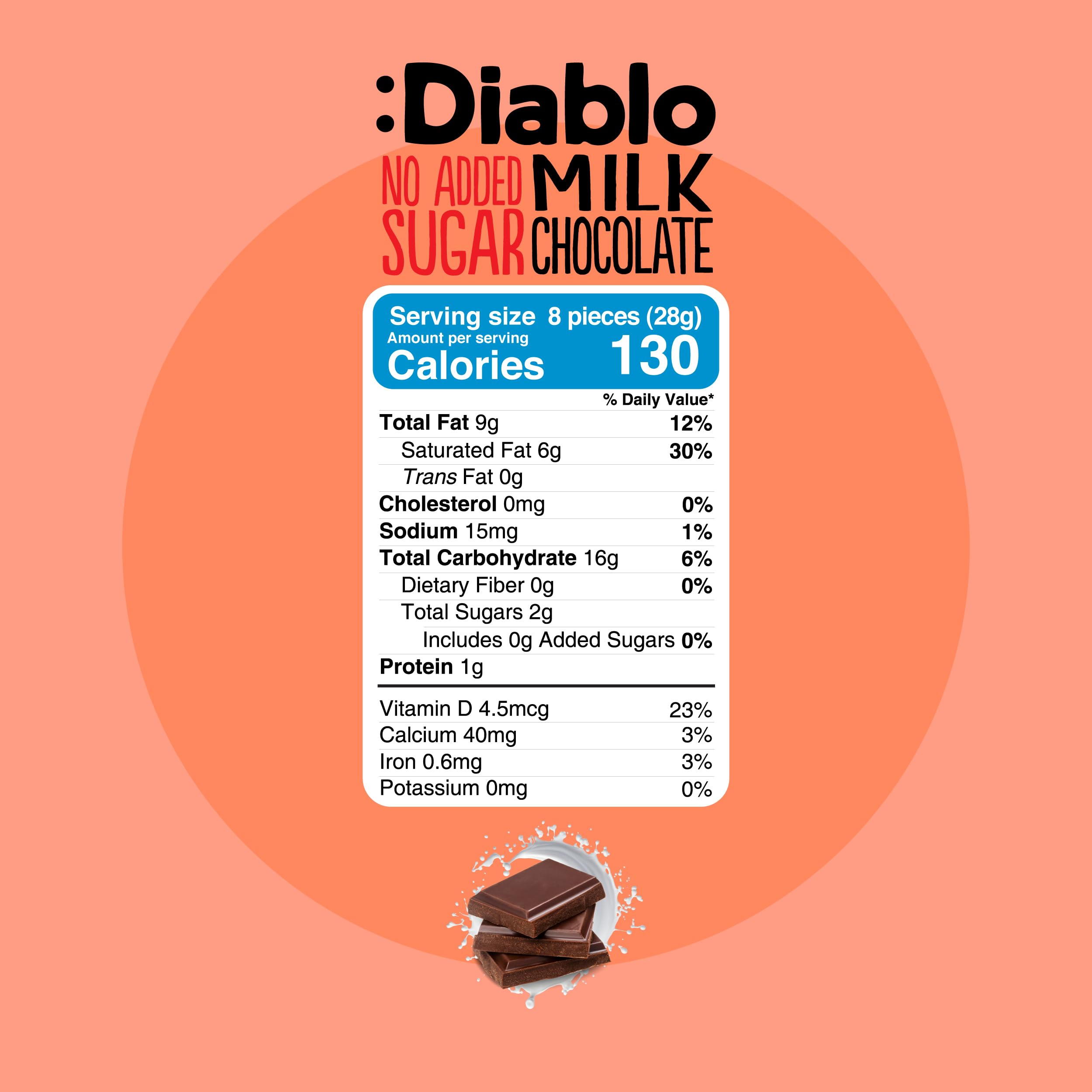 Diablo Milk Chocolate - Maltitol Sweetened, No Added Sugar, Gluten Free 5