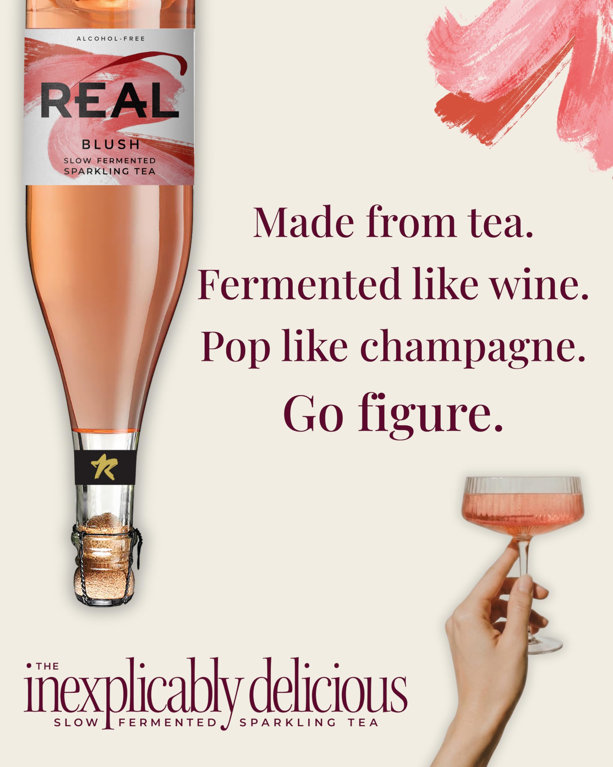 REAL Kombucha Blush Slow Fermented Sparkling Tea - 750ml | 100% Natural | Alcohol-Free 2