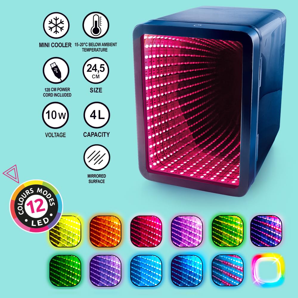 So Chill Mini Fridge with Infinity LED Effect - USB Powered Portable Cooler for Teens & Gamers 6