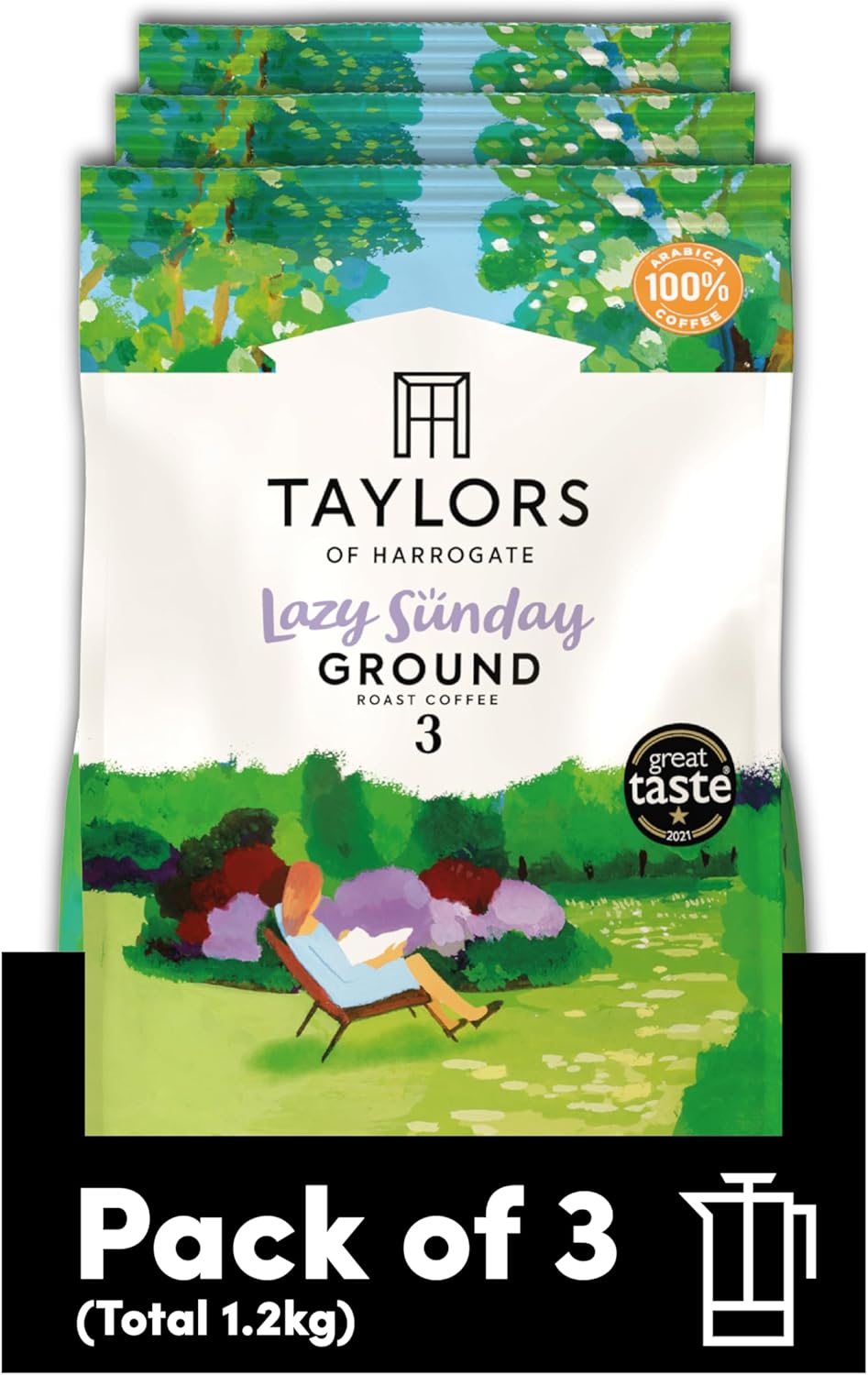 Taylors of Harrogate Lazy Sunday Ground Coffee, 400g (Pack of 3)