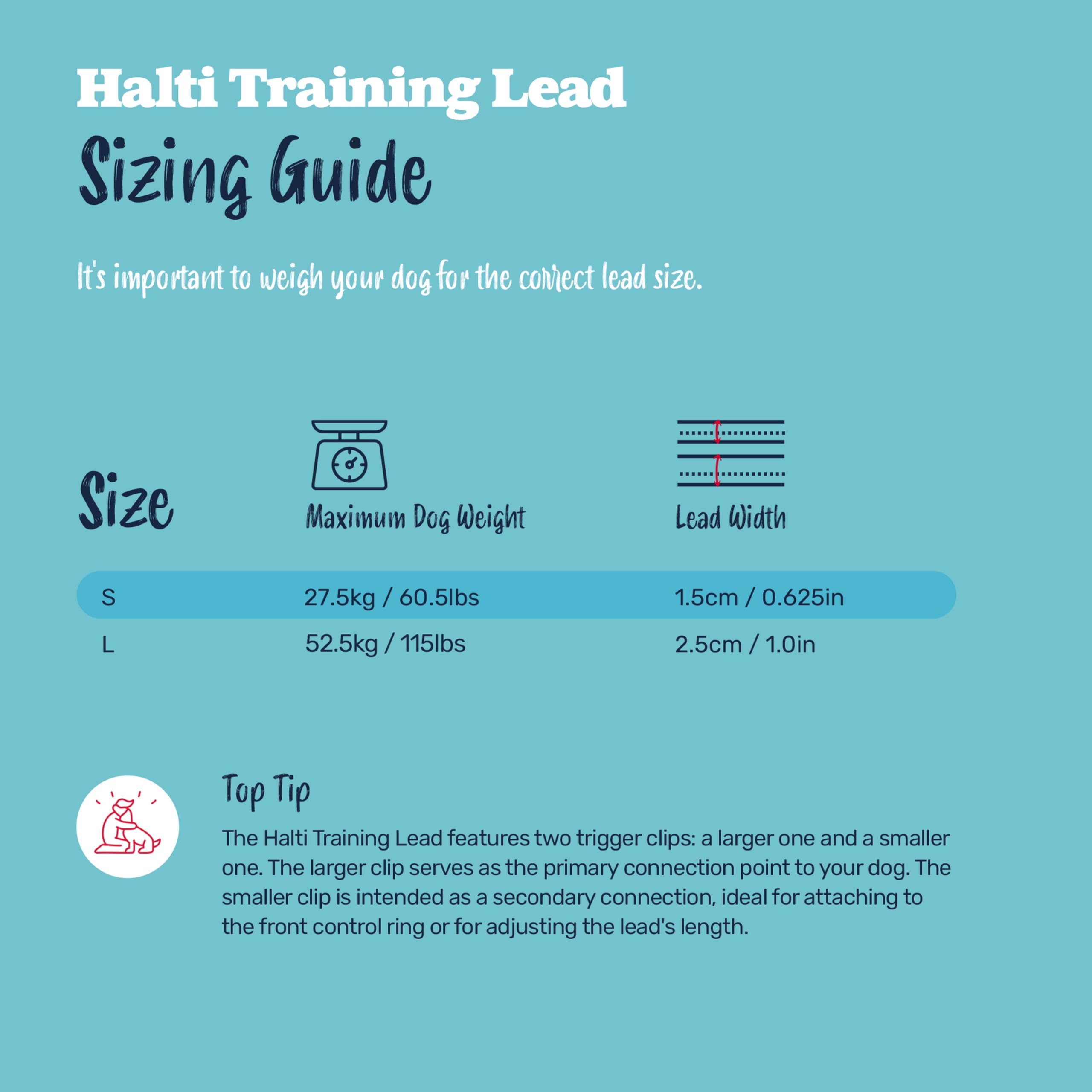 Halti Training Lead - Double-Ended Leash for No Pull Training | Size Small, Black, 2m 5