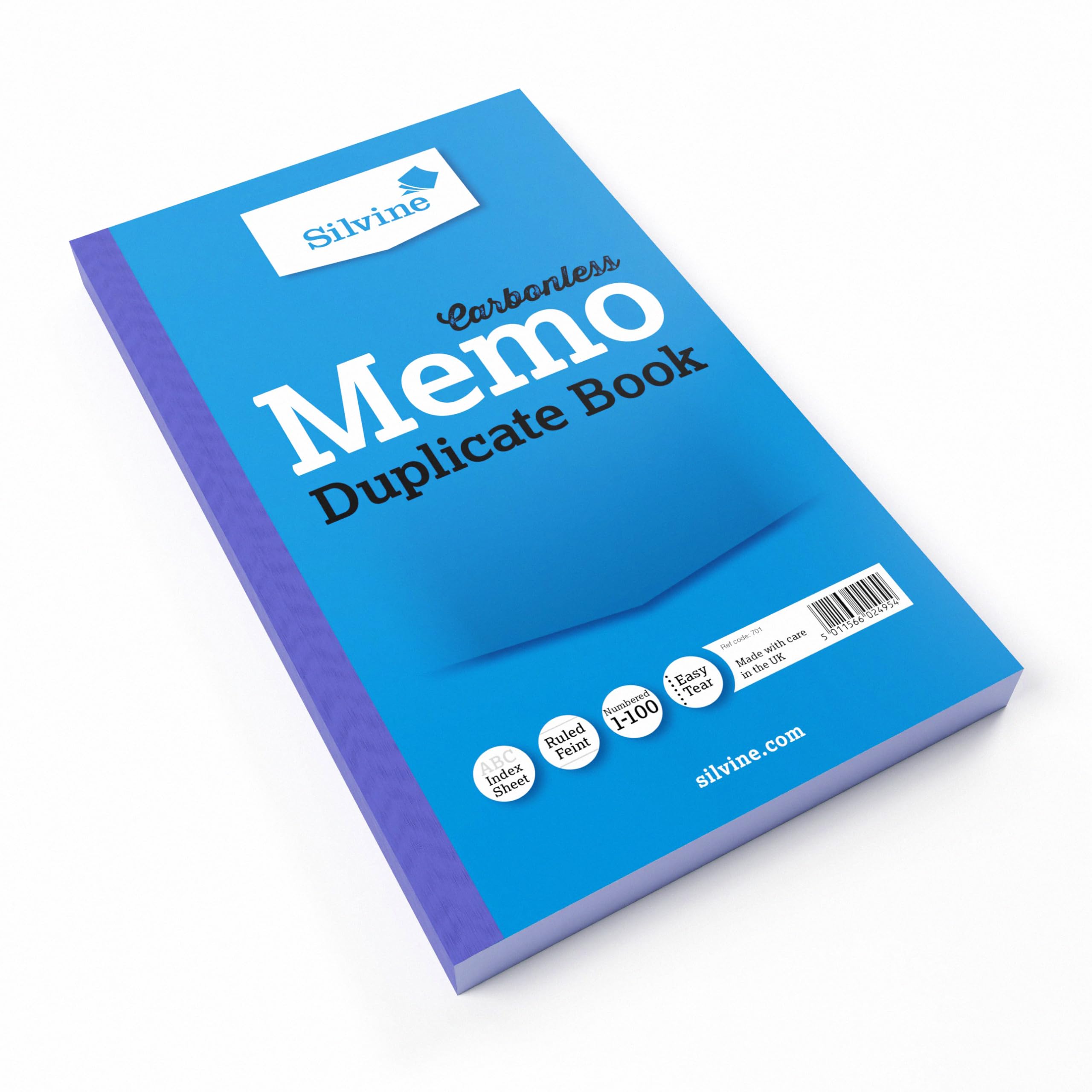 Silvine Carbonless Duplicate Memo Book - Numbered 1-100 with Index Sheet | 210 x 127mm 2