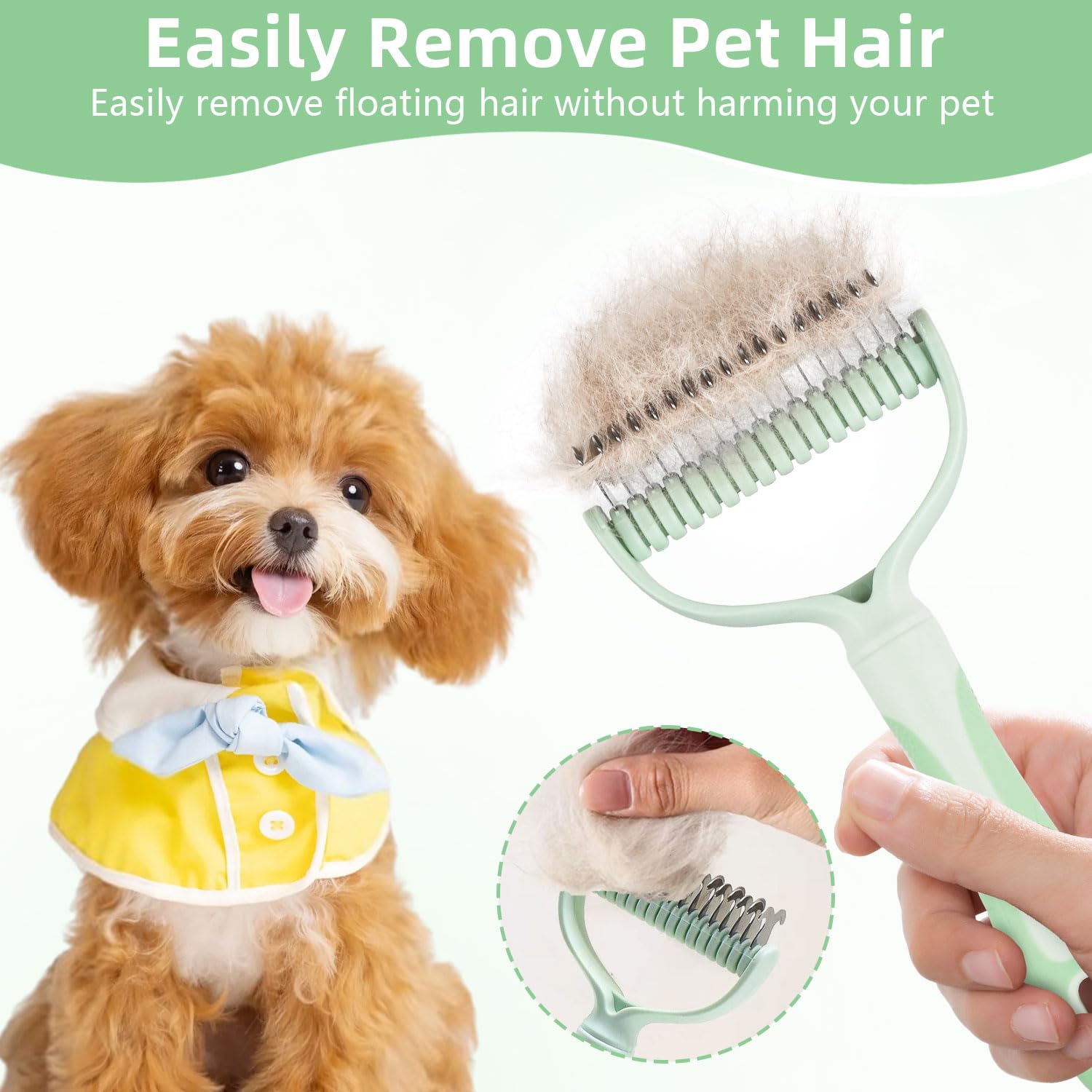 MOXYOY 2-in-1 Dematting Rake for Dogs and Cats | Stainless Steel | Medium Size
