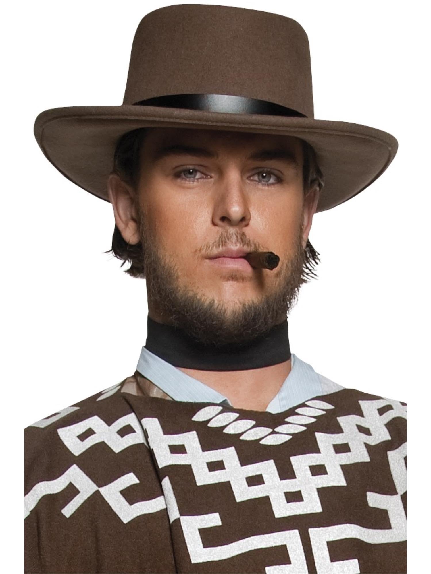 Smiffys Authentic Western Wandering Gunman Hat - Brown/Black Rim | Adult Size | Plastic