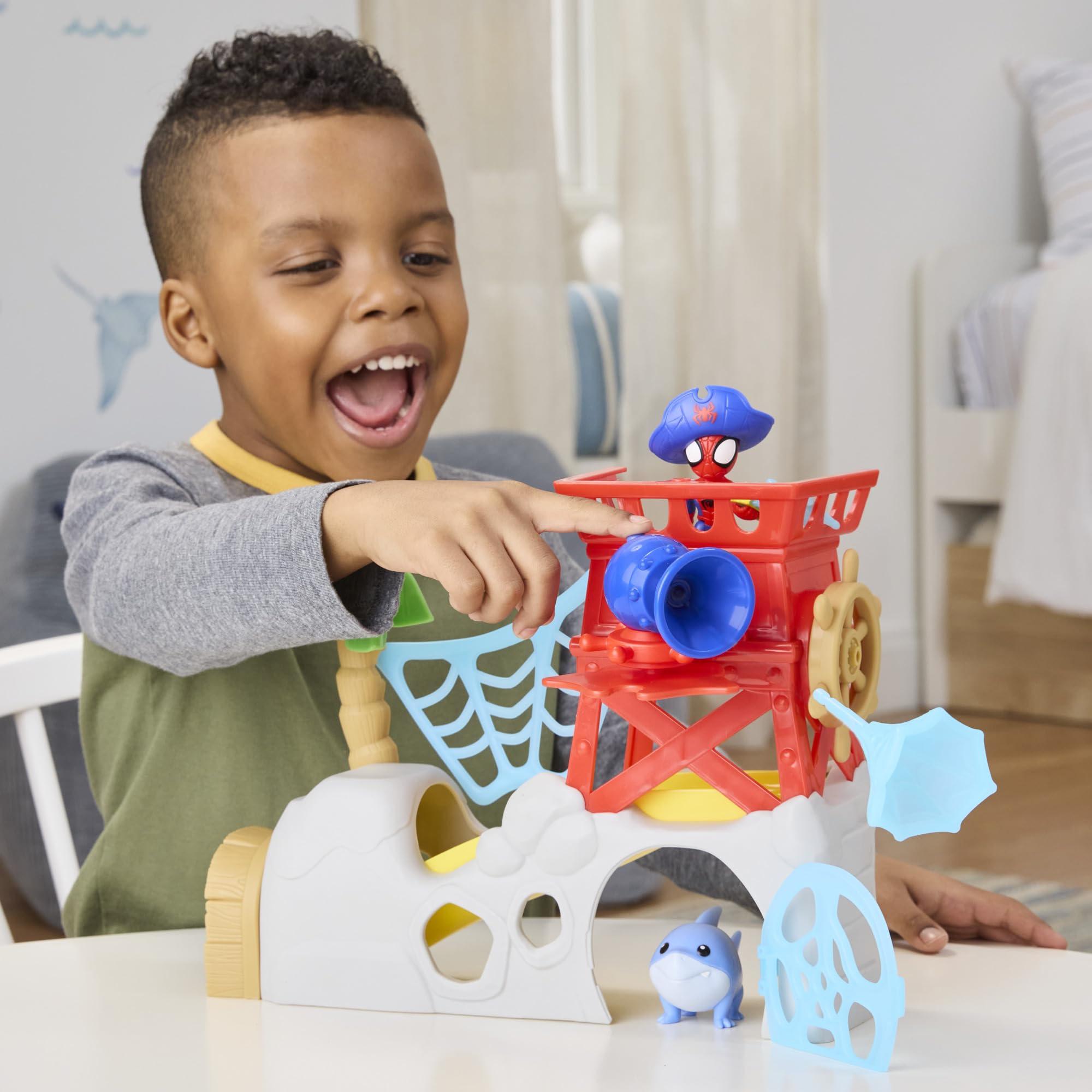 Spidey and His Amazing Friends Water-Webs Spidey Island Playset - Trapdoor Slide & Web Features for Ages 3+ 8