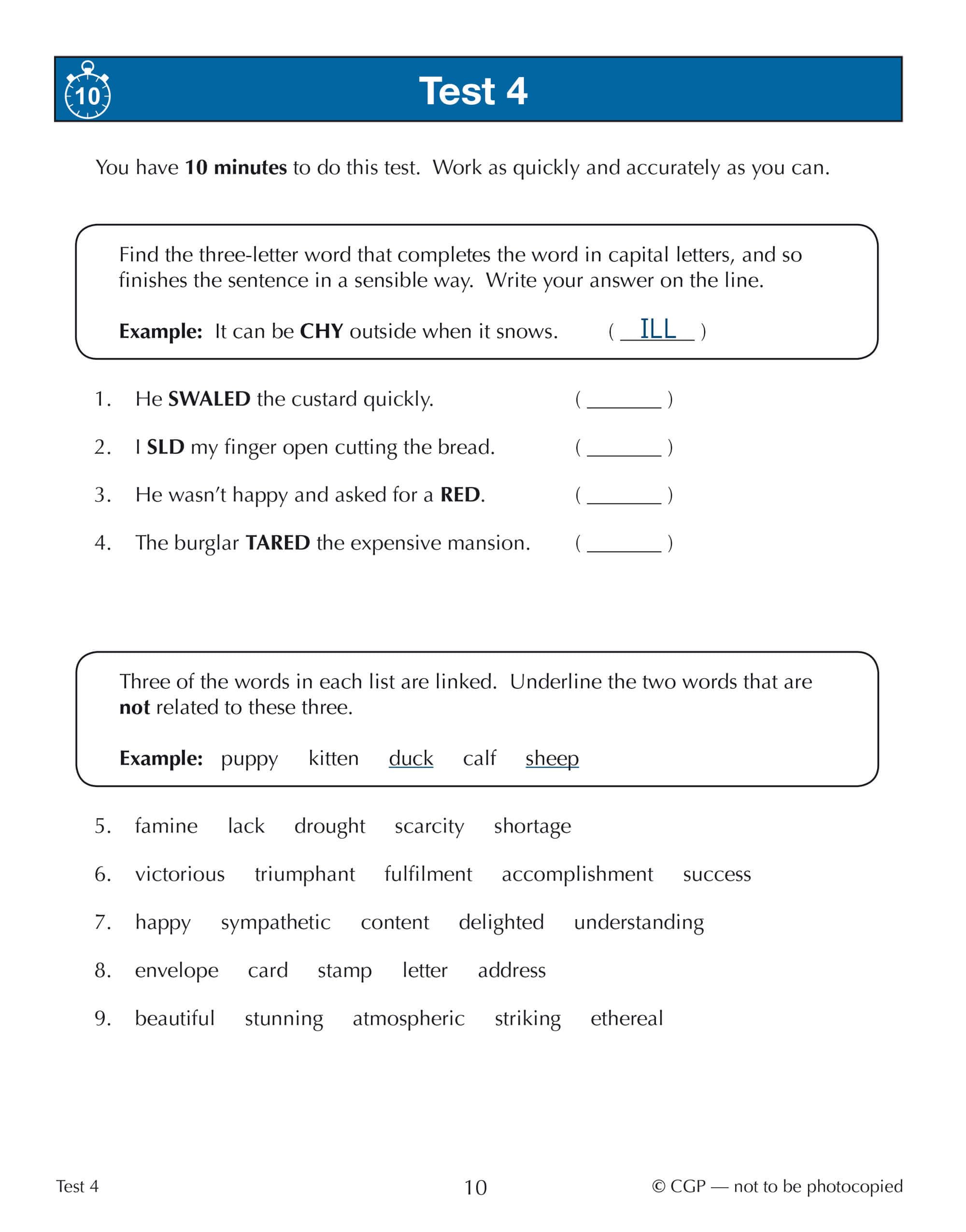 CGP 11+ GL 10-Minute Tests: Verbal Reasoning for Ages 10-11 (with Online Edition)