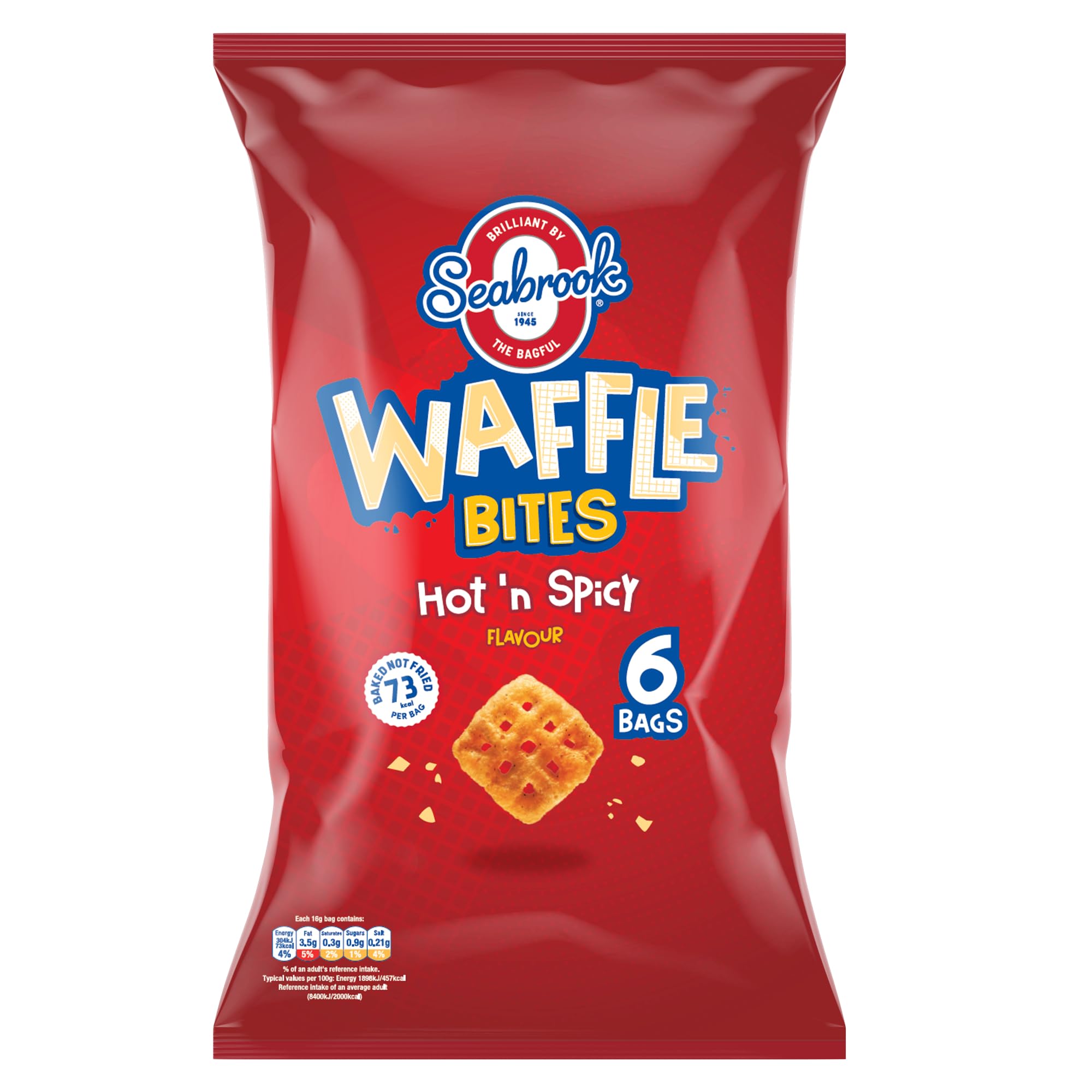 Seabrook Waffle Bites Hot & Spicy 6 Pack (6 x 16g)