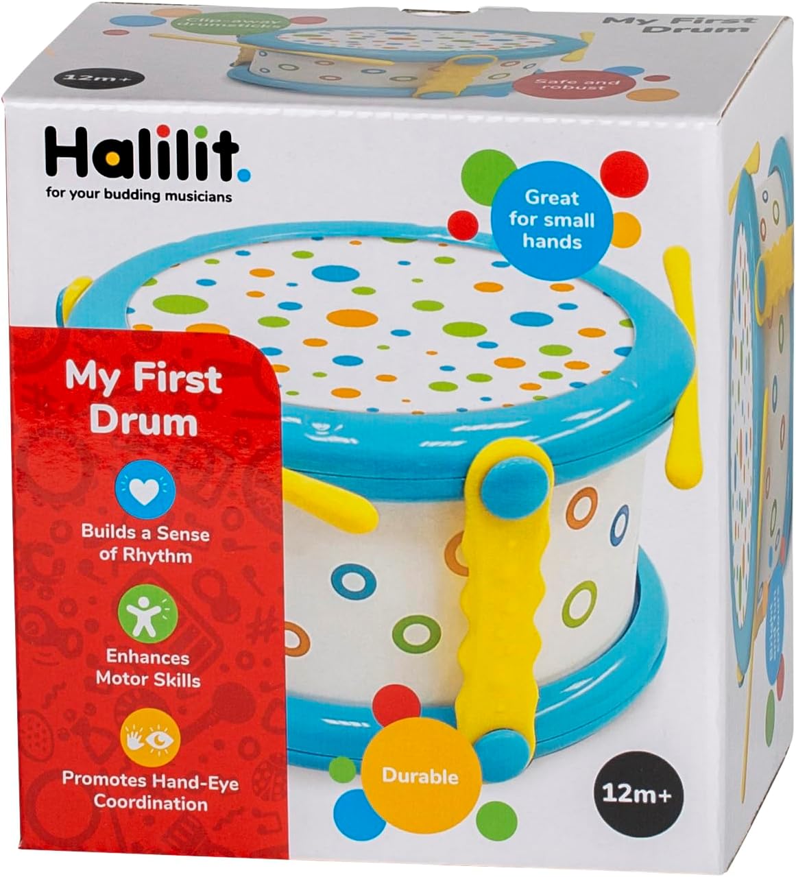 Halilit My First Drum - Durable Musical Instrument for Toddlers 12 Months+ 4