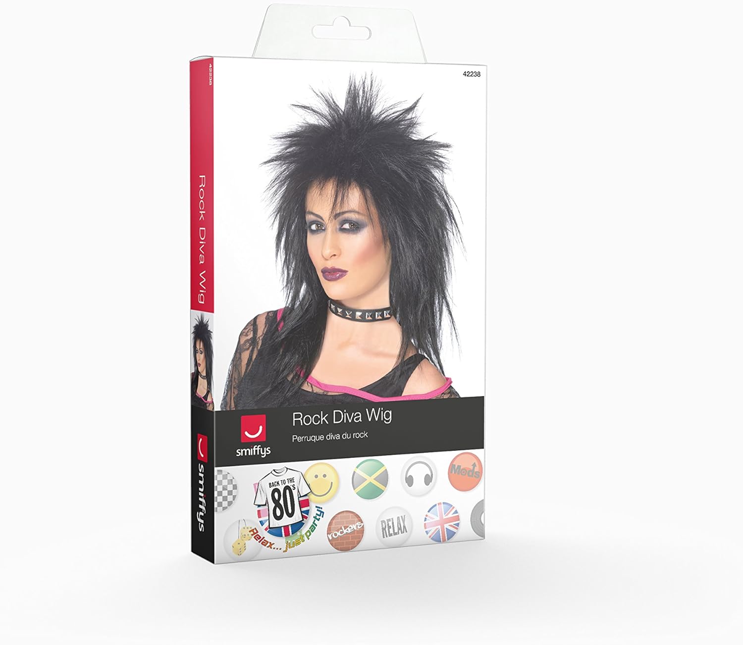 Smiffys Rock Diva Black Long Mullet Wig 3