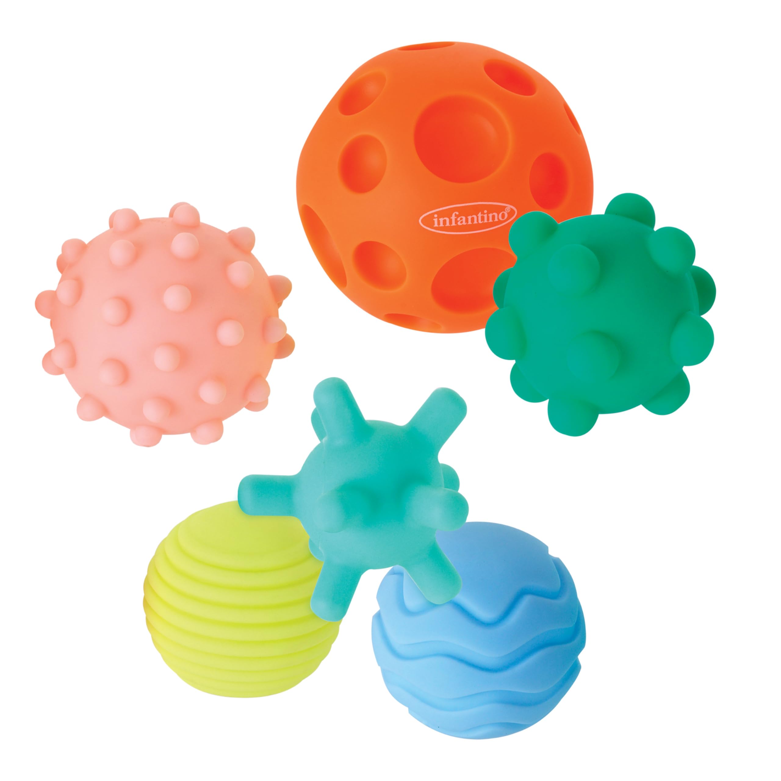 INFANTINO Textured Multi Ball Set - Sensory Toys for Babies | 6 Count | BPA-Free
