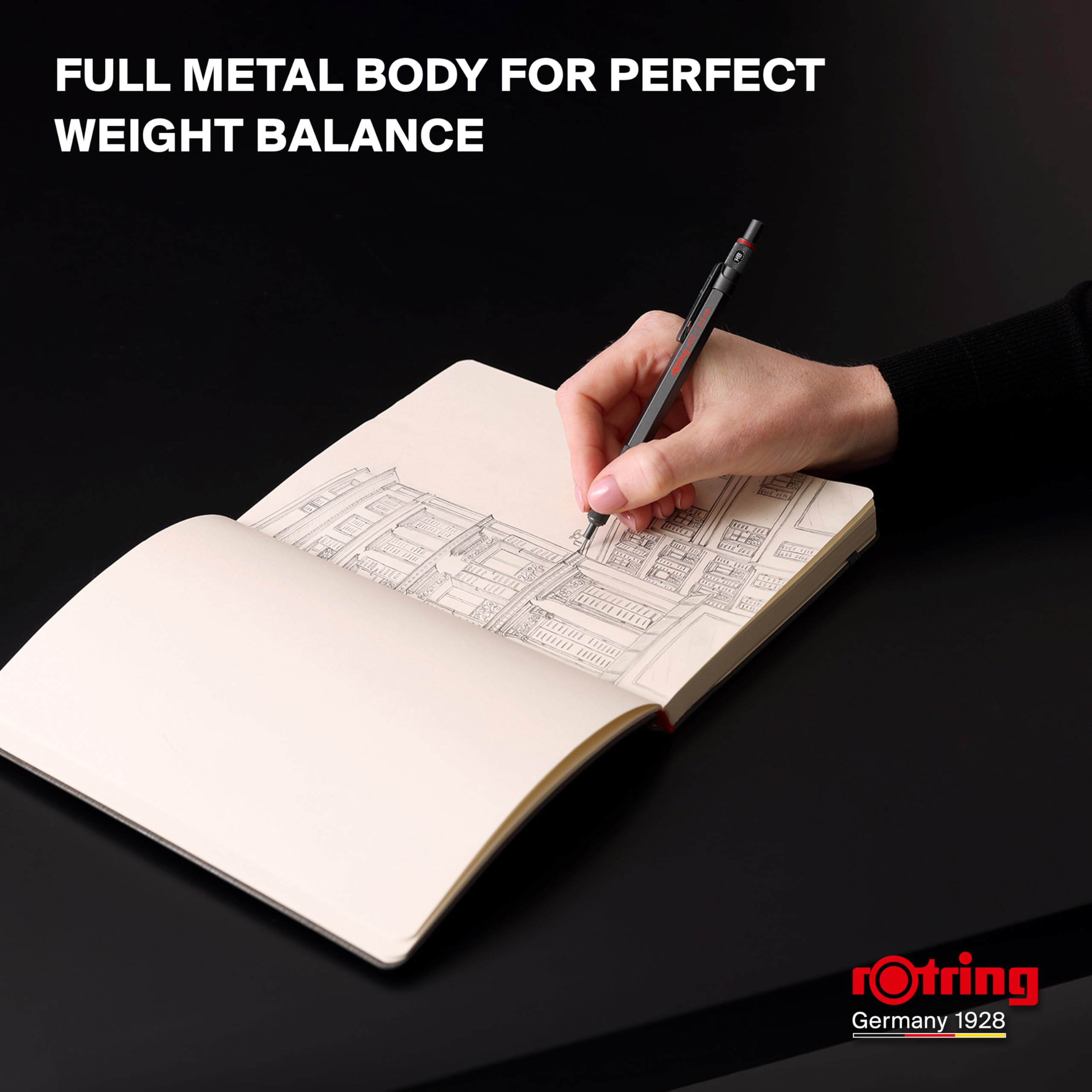 rOtring 600 Mechanical Pencil - 0.5mm HB Lead | All-Metal Body | Chocolate Truffle 4