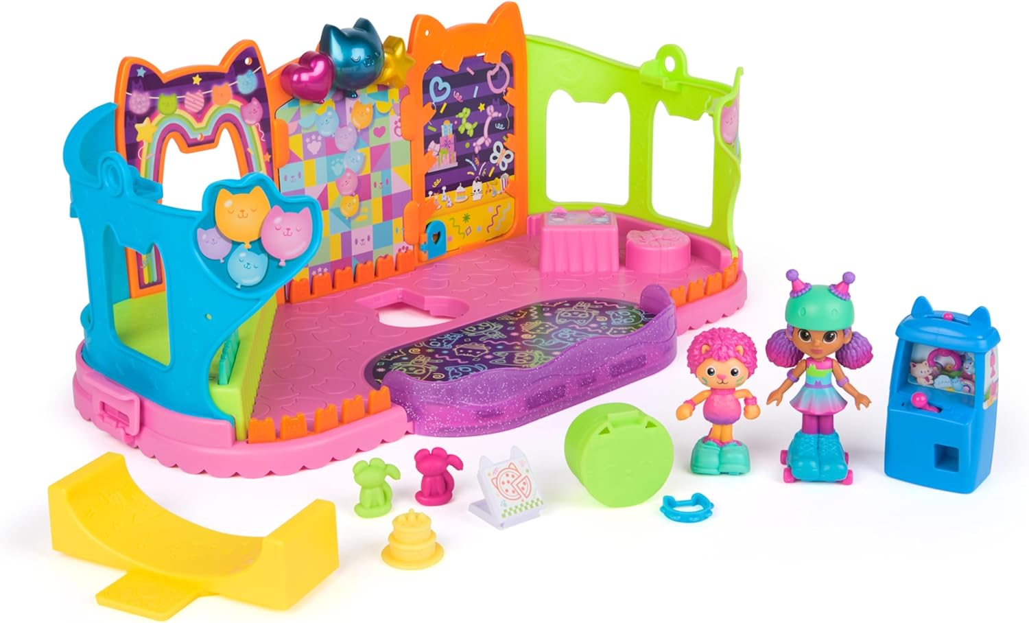 Gabby's Dollhouse Party Room Playset - Skate Park & Game Room with Skater Figures