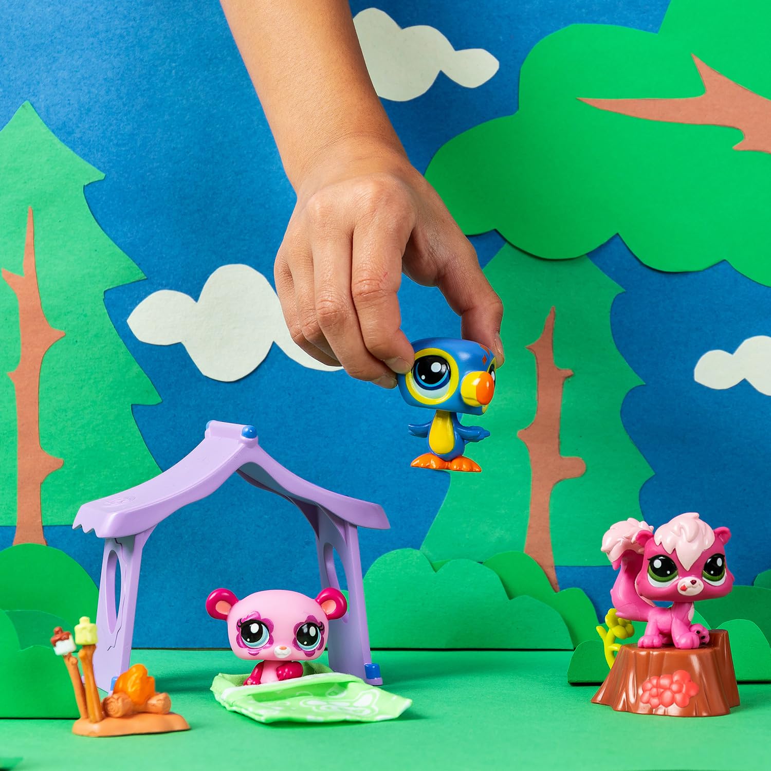 Littlest Pet Shop Bandai Series 2 Camping Adventure Play Pack - 3 Pet Figures with Accessories, Ages 4+ 7