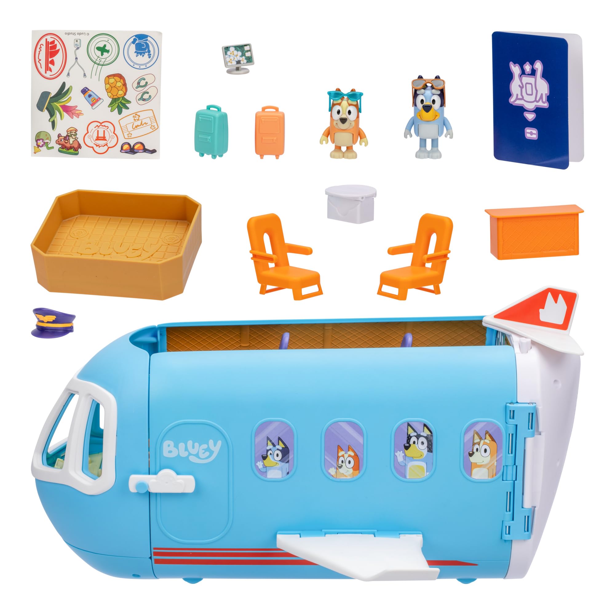Bluey 3-in-1 Transforming Plane Playset - Transforms to Resort & Boat | 15 Pieces 7