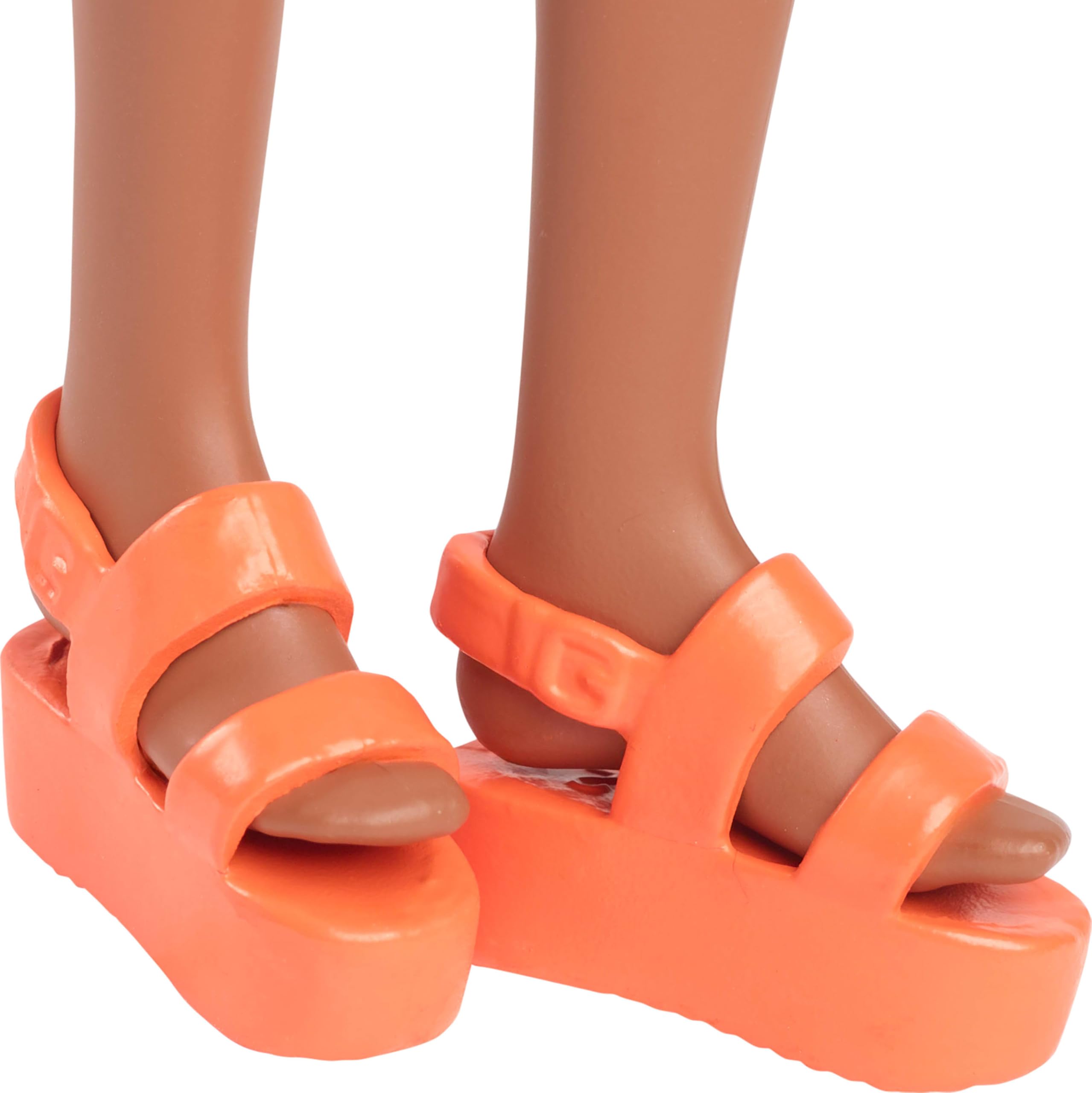 Barbie Fashionistas Doll #233 - Black Hair, Checkered Orange & White Dress 3