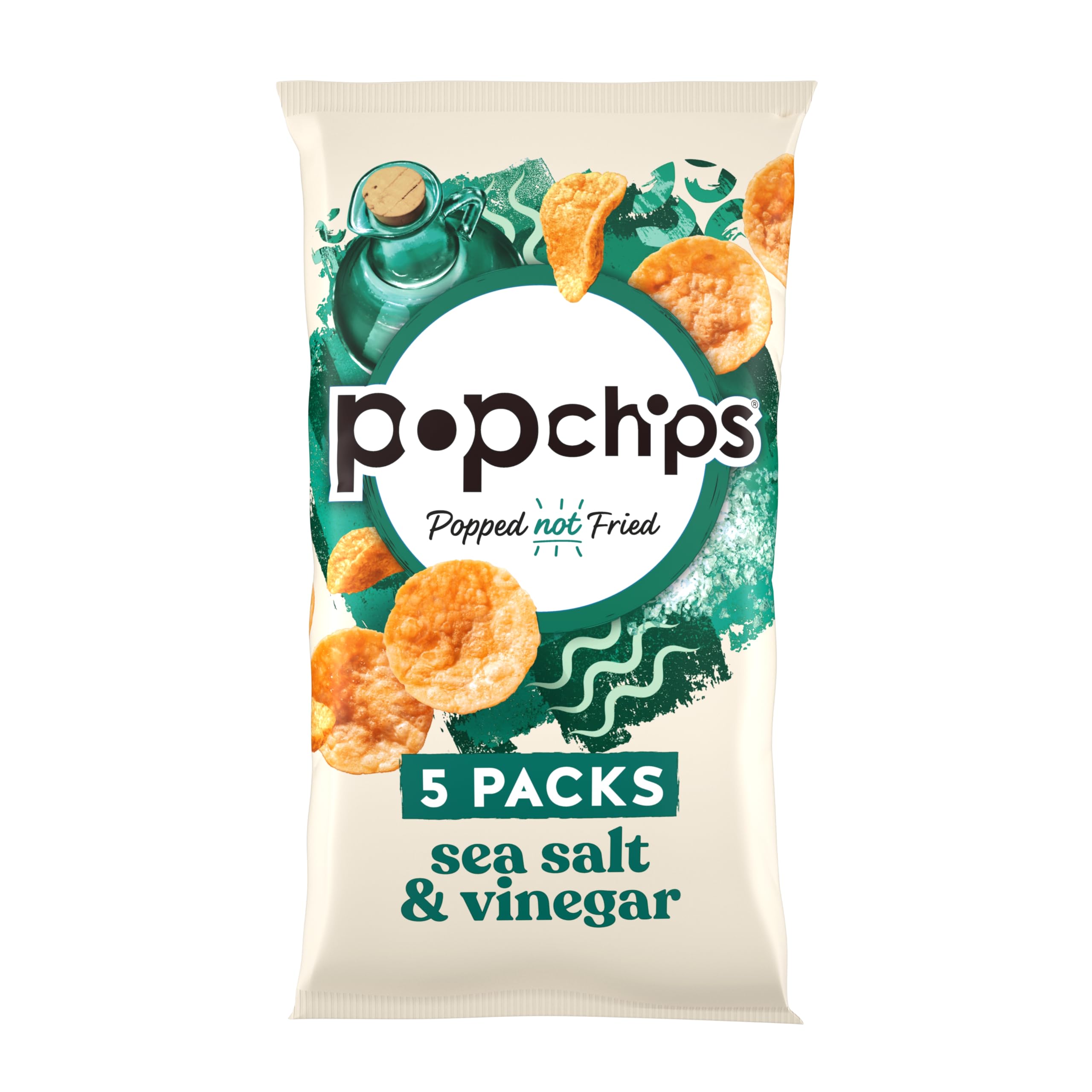 Popchips Sea Salt & Vinegar Popped Potato Snacks - 5 Pack (85g)