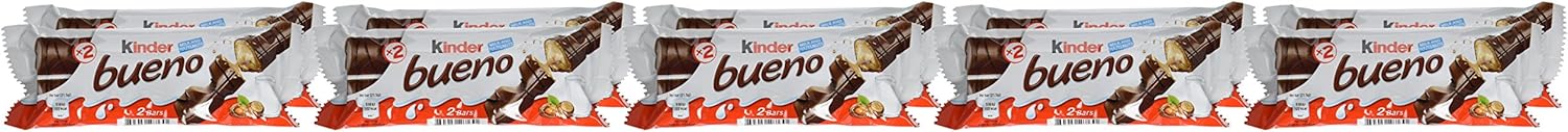 Kinder Bueno Milk Chocolate & Hazelnuts Multipack, 10 x 43g (430g) – Individually Wrapped Chocolate Bars with Crispy Wafer and Creamy Hazelnut Filling 8