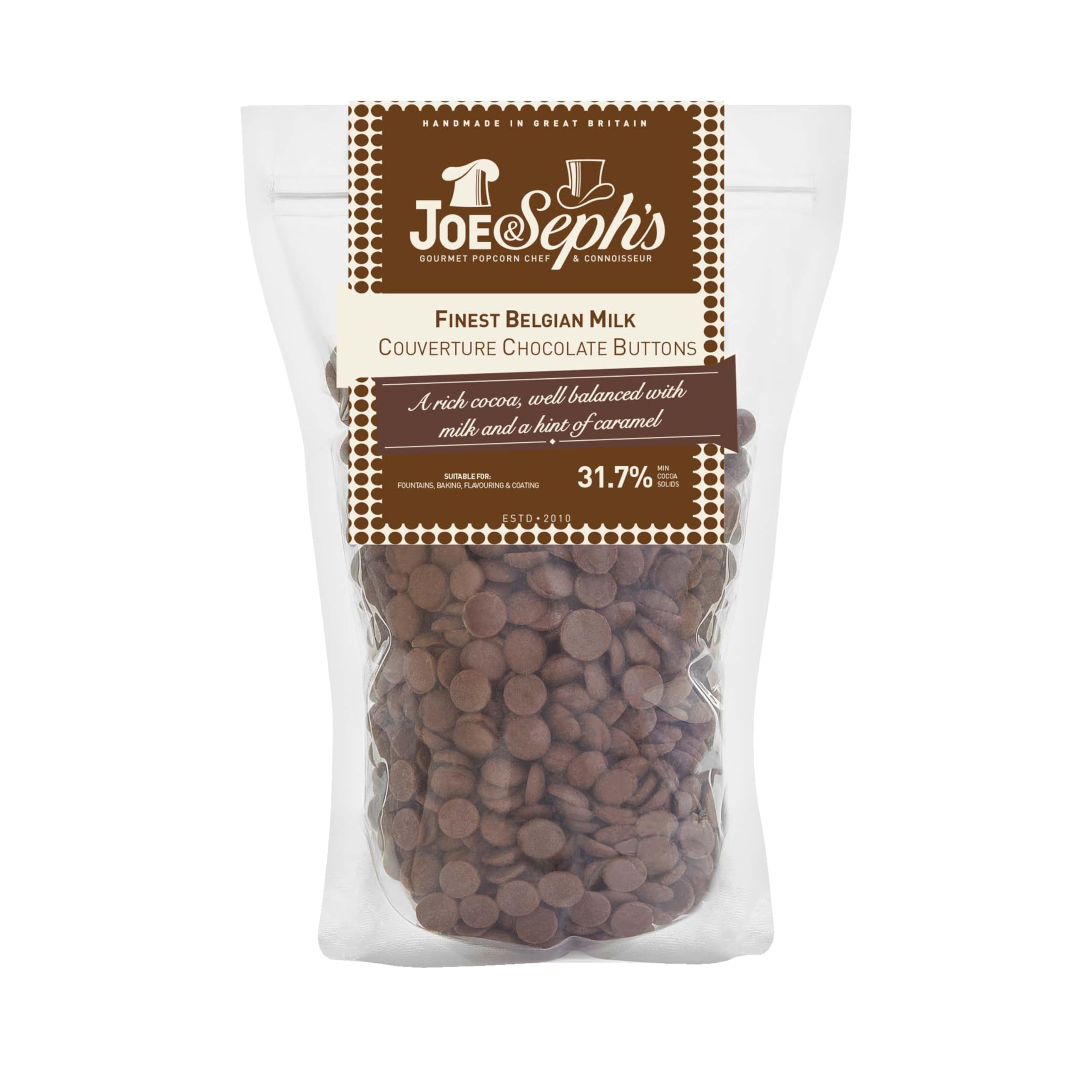 Joe & Seph's Finest Belgian Milk Chocolate Buttons (800g) - Couverture Baking Chocolate 5