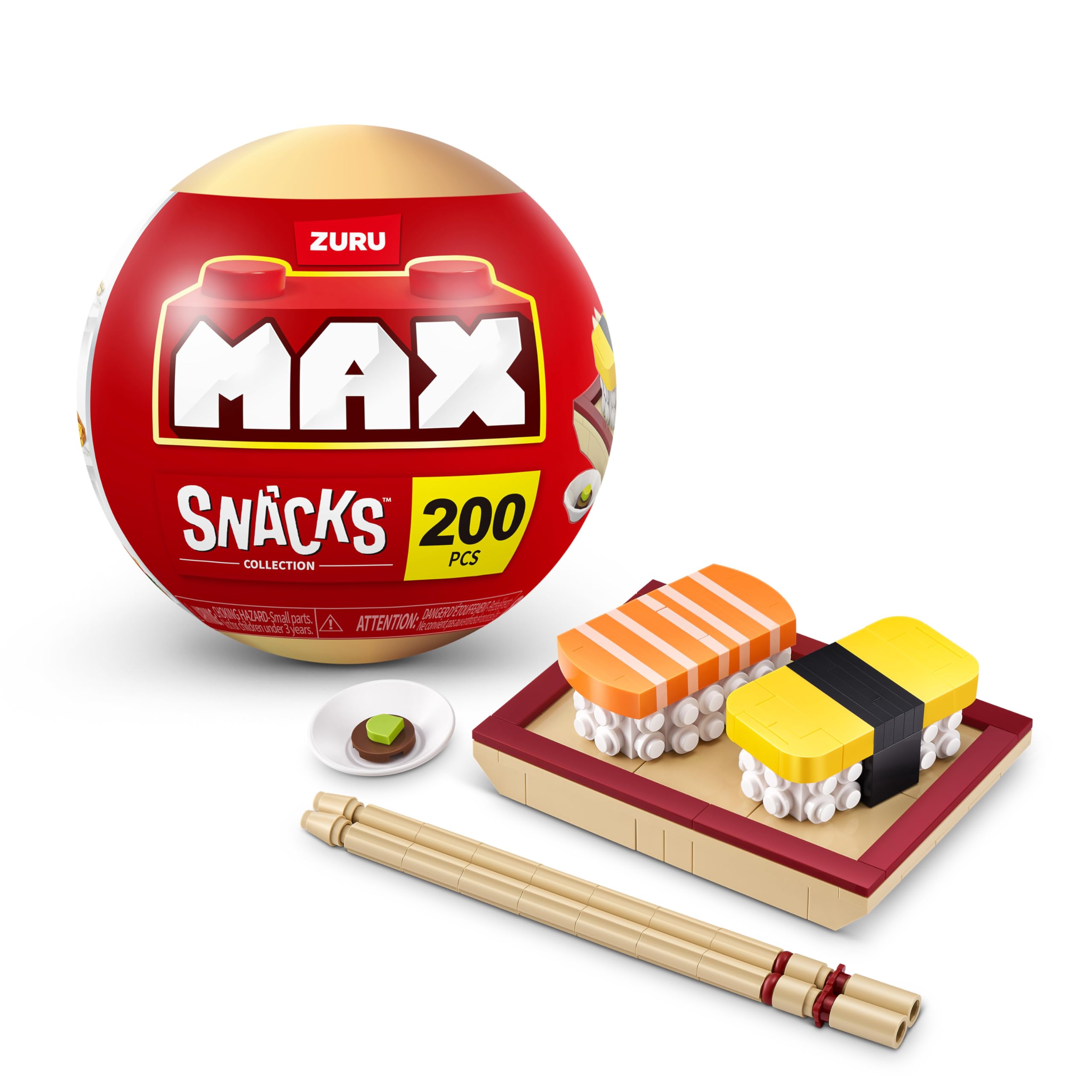 MAX Premium Snacks Building Bricks - Sushi Collectible Set for Ages 3+