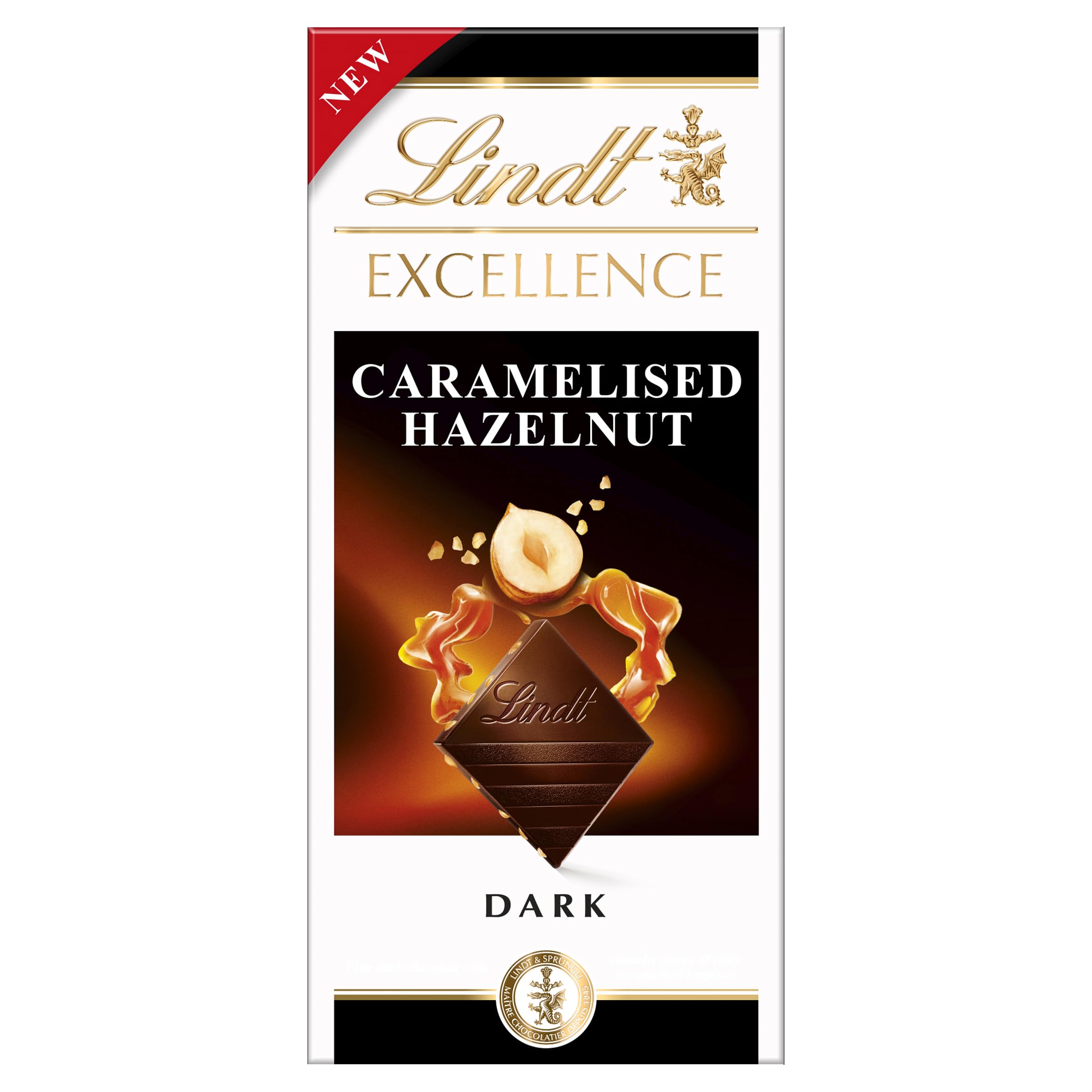 Lindt Excellence Dark Caramelised Hazelnut Chocolate Bar, 100g