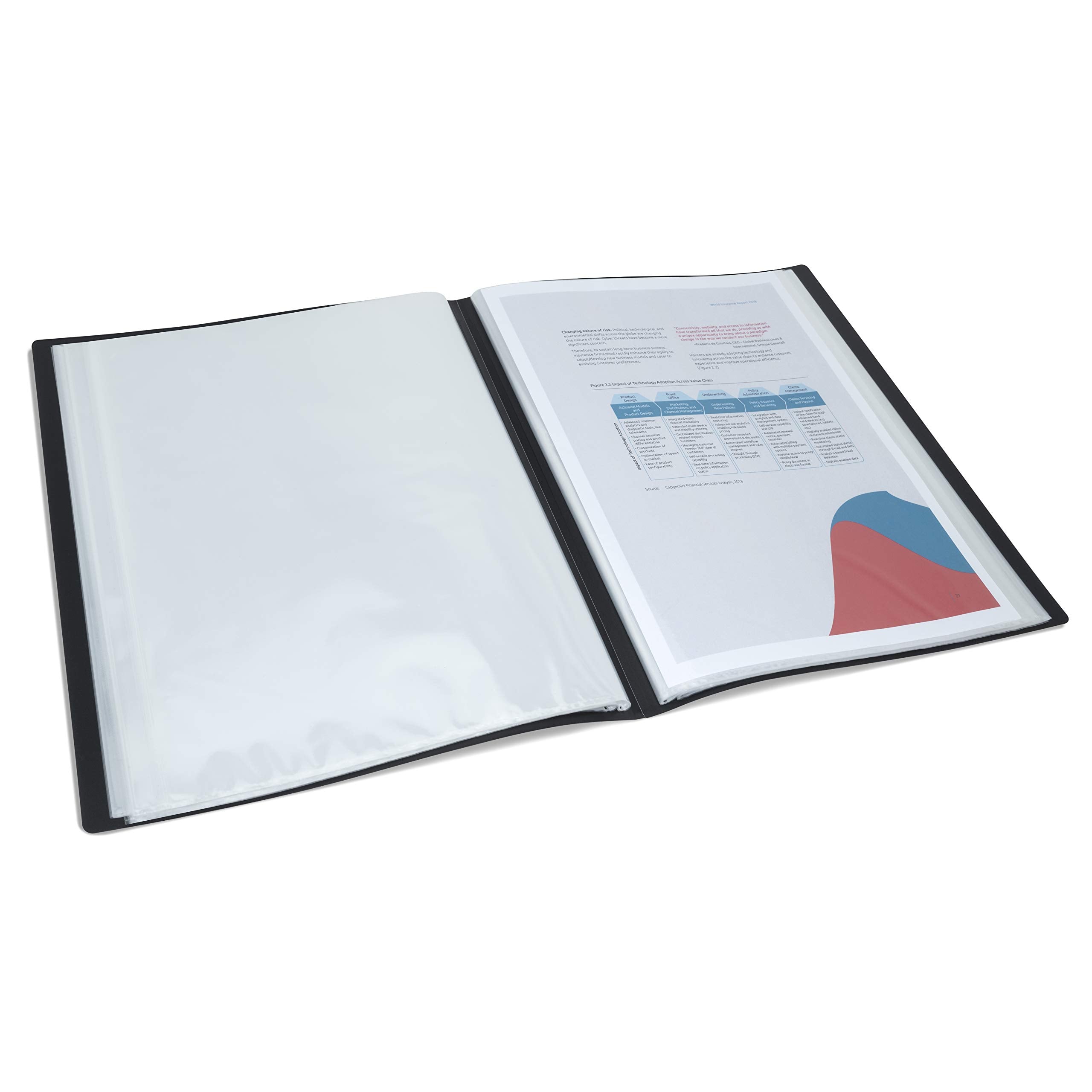 RAPESCO 1645 Presentation Folder - Germ-Savvy Antibacterial Protection | 100 Pockets | Black