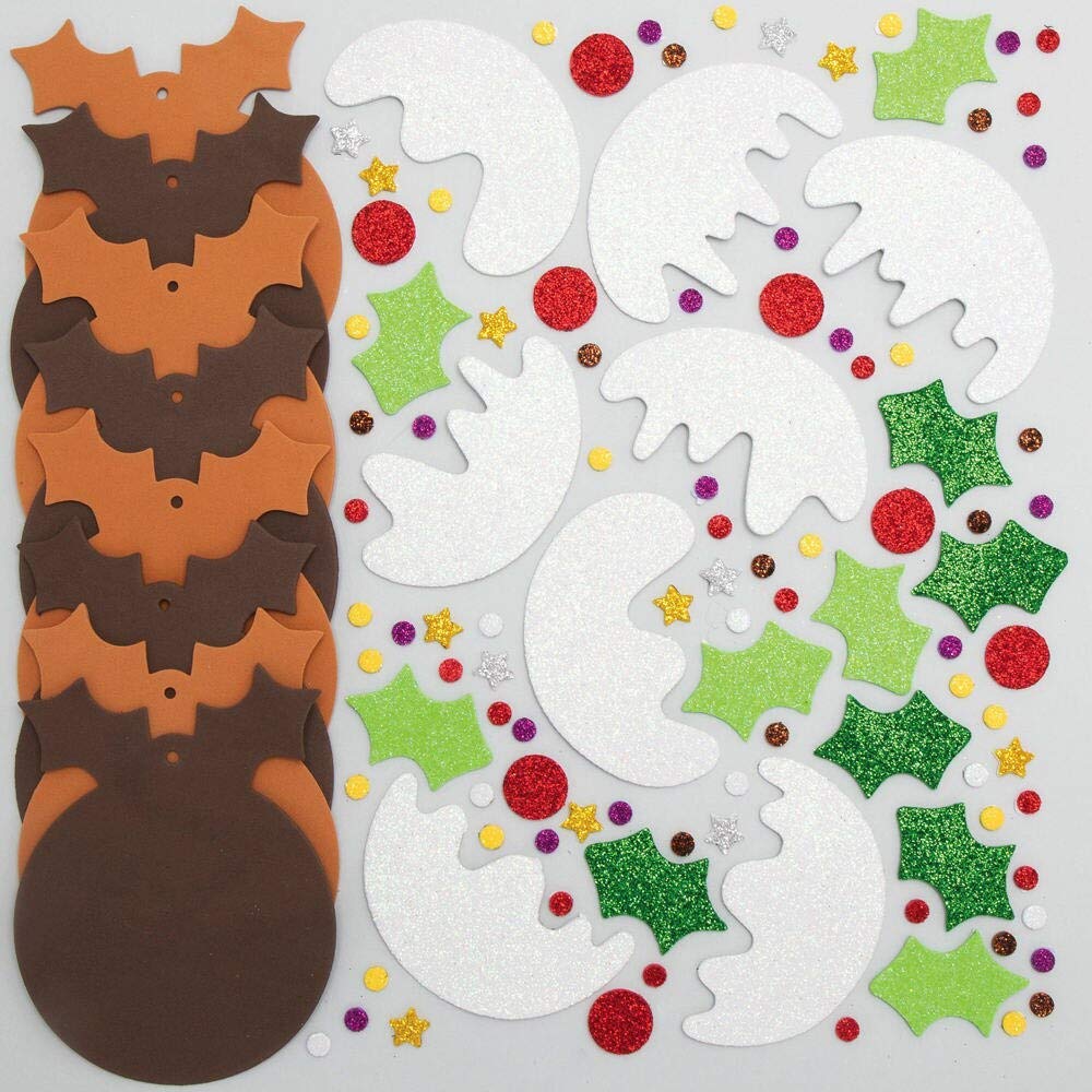 Baker Ross AX344 Christmas Pudding Mix and Match Decoration Craft Kit - 8 Pack, Ages 3+ 4