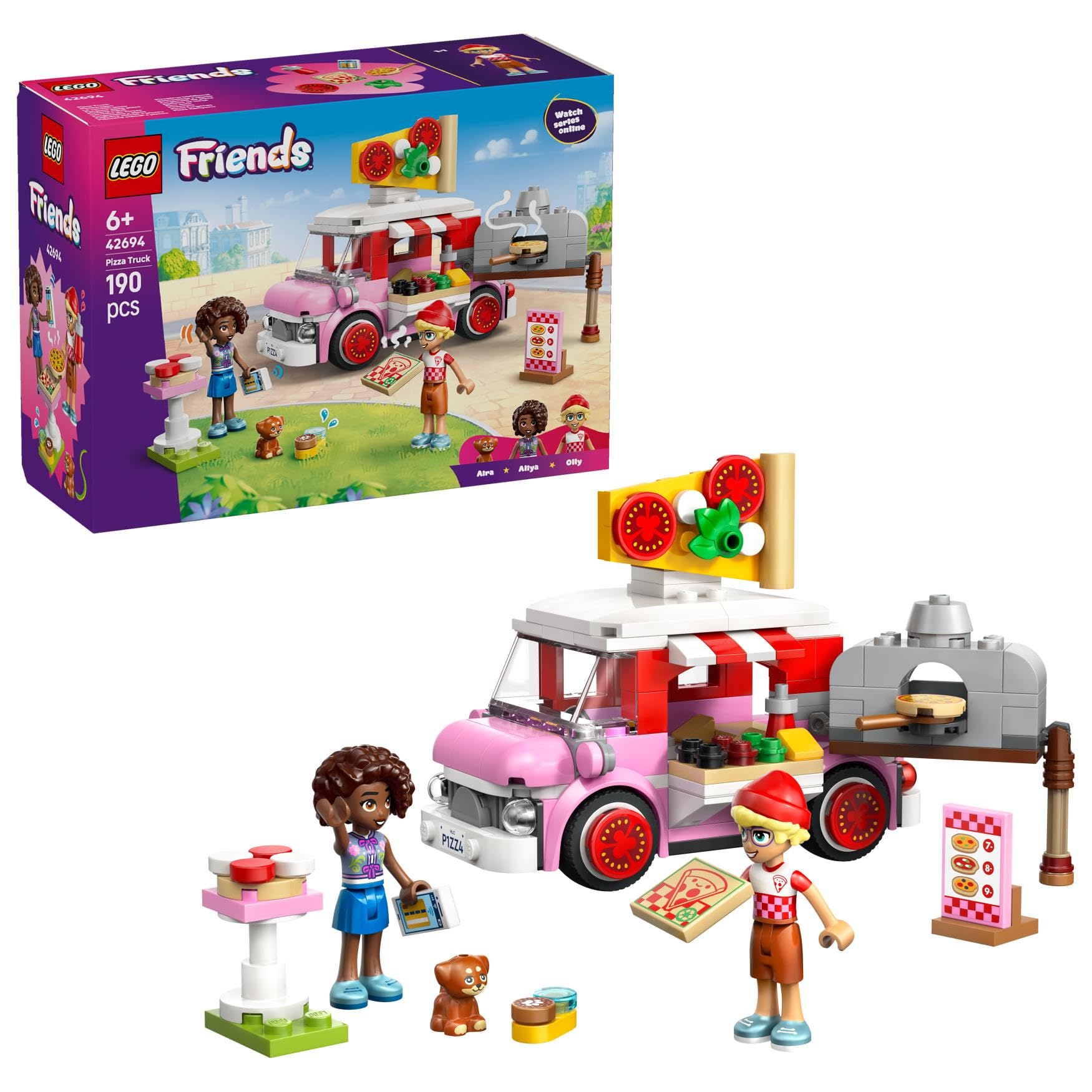LEGO Friends Pizza Truck Toy Set 42694 | Role-Play w/ 2 Mini Dolls & Puppy | Ages 6+