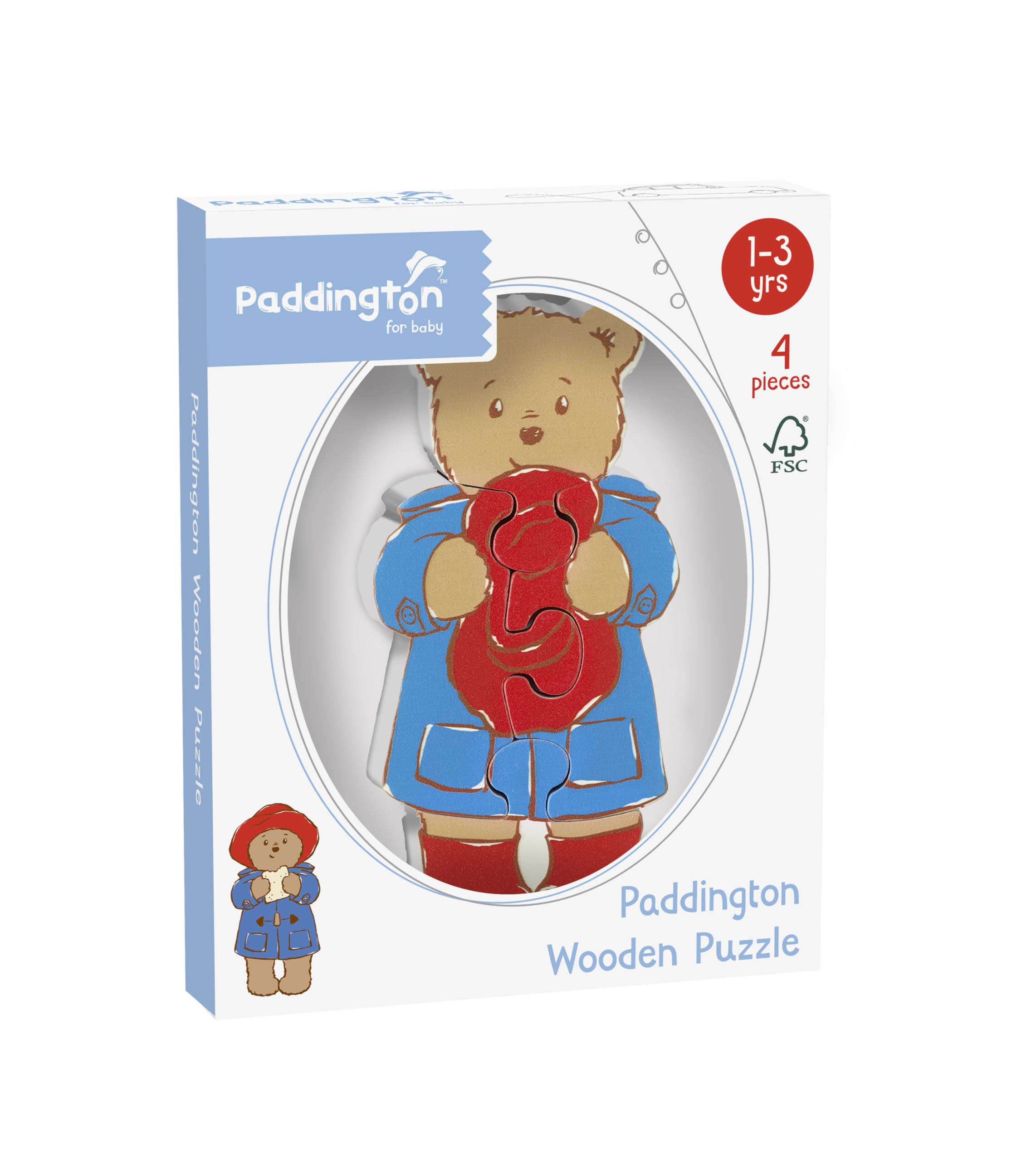 Paddington Bear Mini Wooden Puzzle - Chunky Jigsaw for Toddlers, FSC Certified