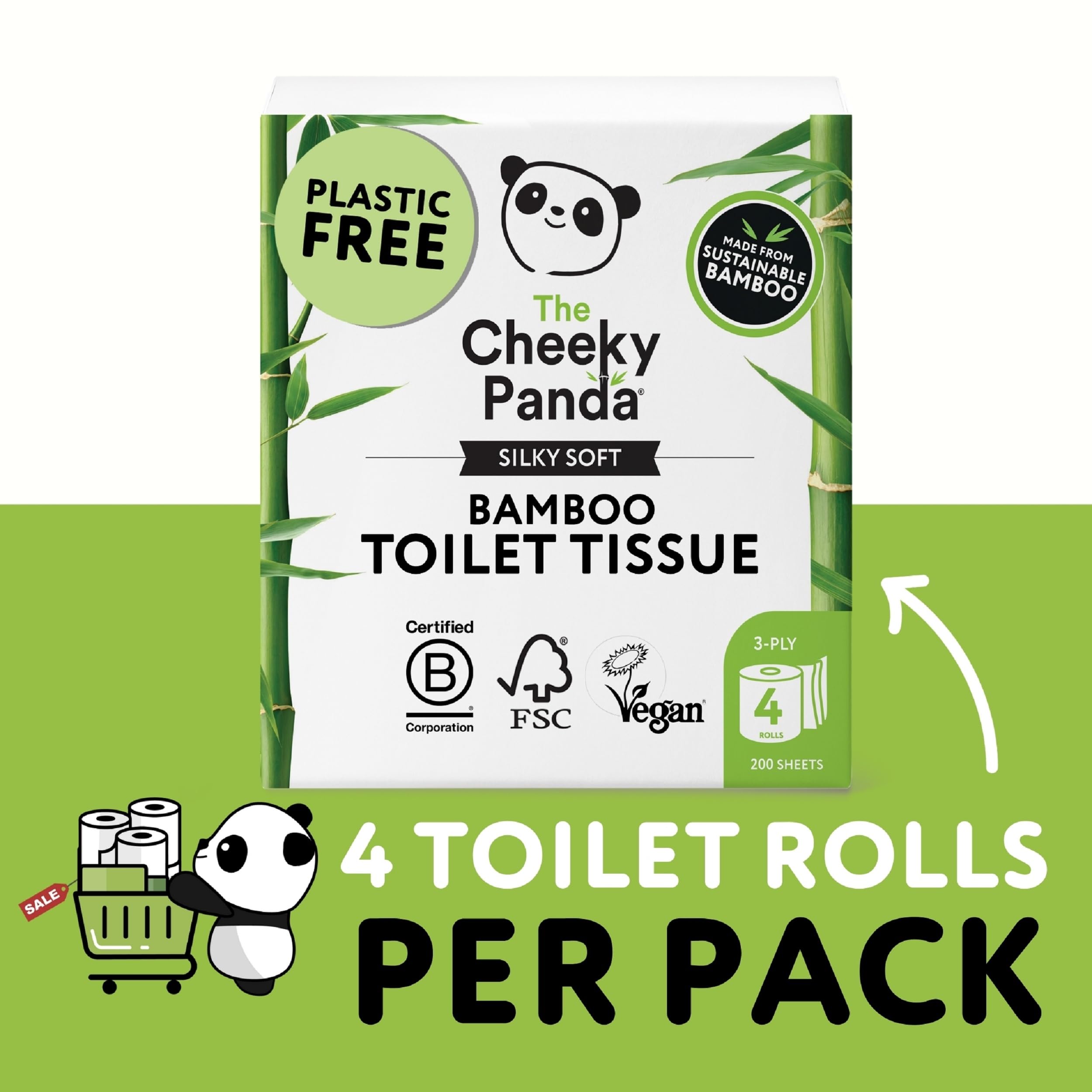 The Cheeky Panda – Bambus-Toilettenpapier (4er-Packung, 3-lagig, 200 Blatt) 12