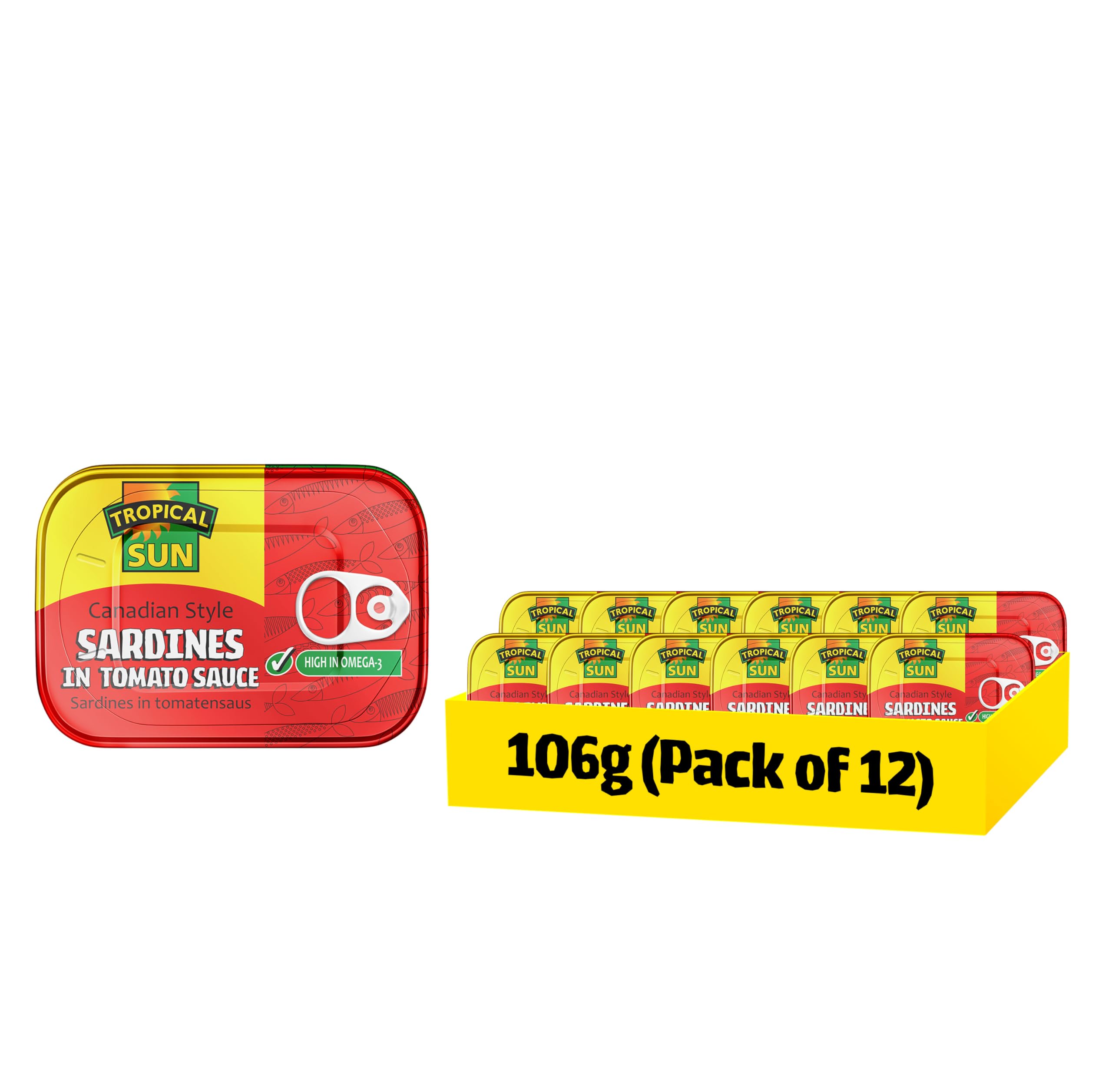Tropical Sun Canadian-Style Sardines in Tomato Sauce, 106g (Pack of 12)