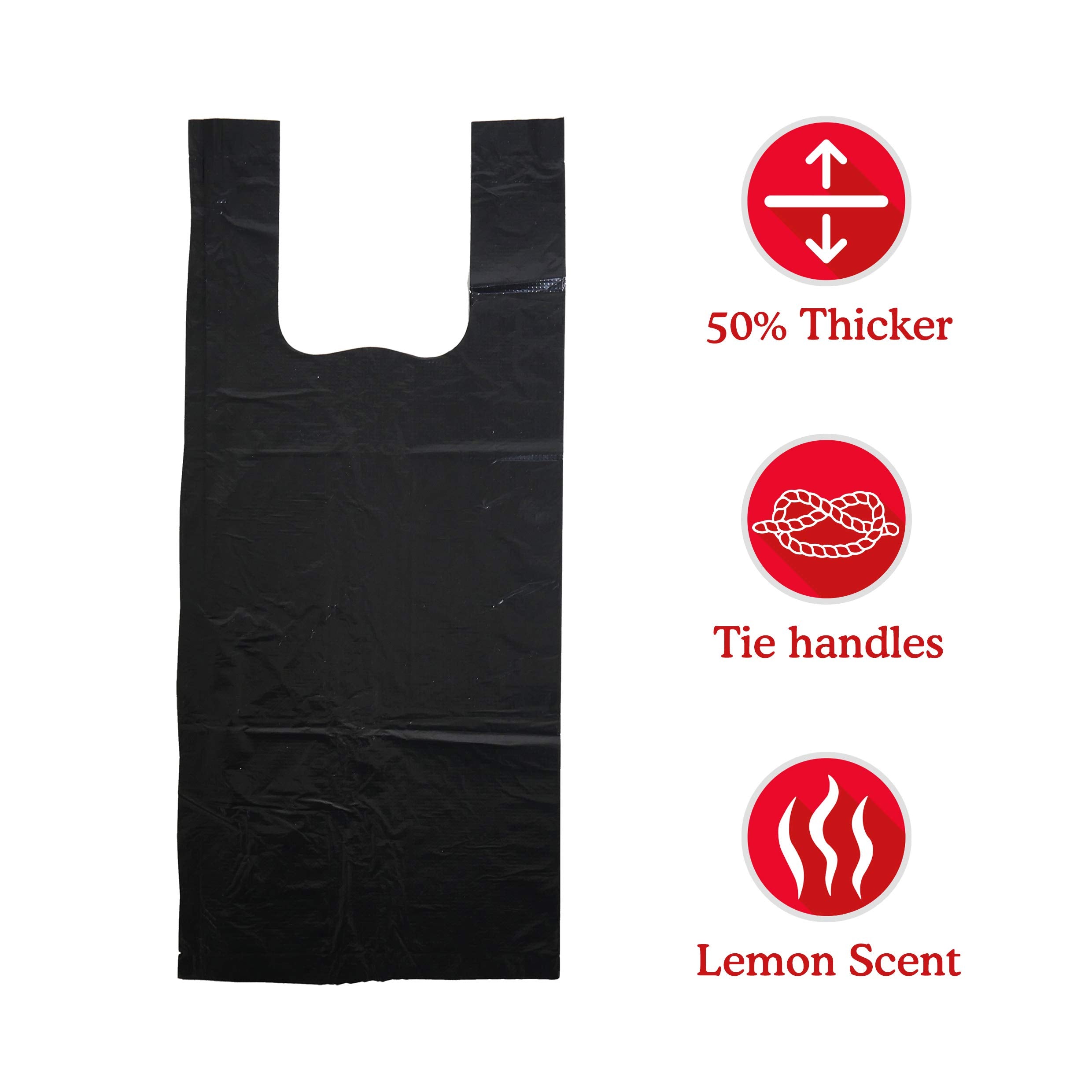 Rosewood Dog Poo Bags with Handles - 100 Count, Black, Lightly Lemon Scented, 26 x 34 cm 5
