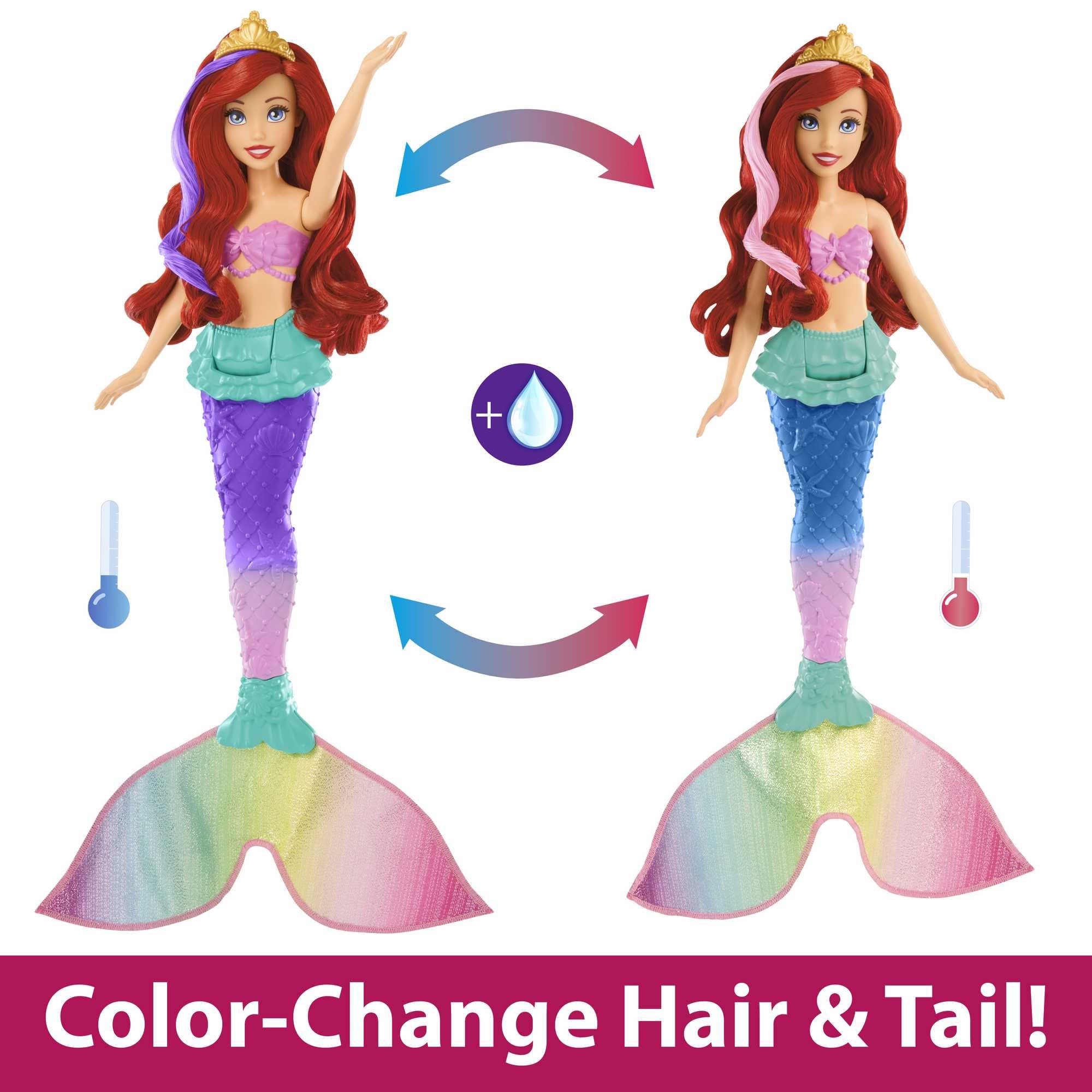 Disney Princess Ariel Swimming Mermaid Doll with Color-Change Hair & Seahorse Friend - Ages 3+ 8