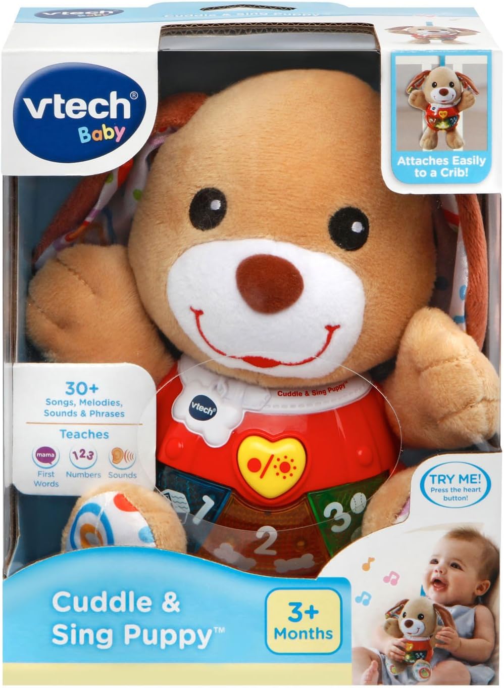 Vtech 502303 Little Singing Puppy Educational Baby, Clip On Cot, Pushchair and Pram, Soothing Soft Interactive Toy, for 3, 6, 12 Months Boys and Girls 3