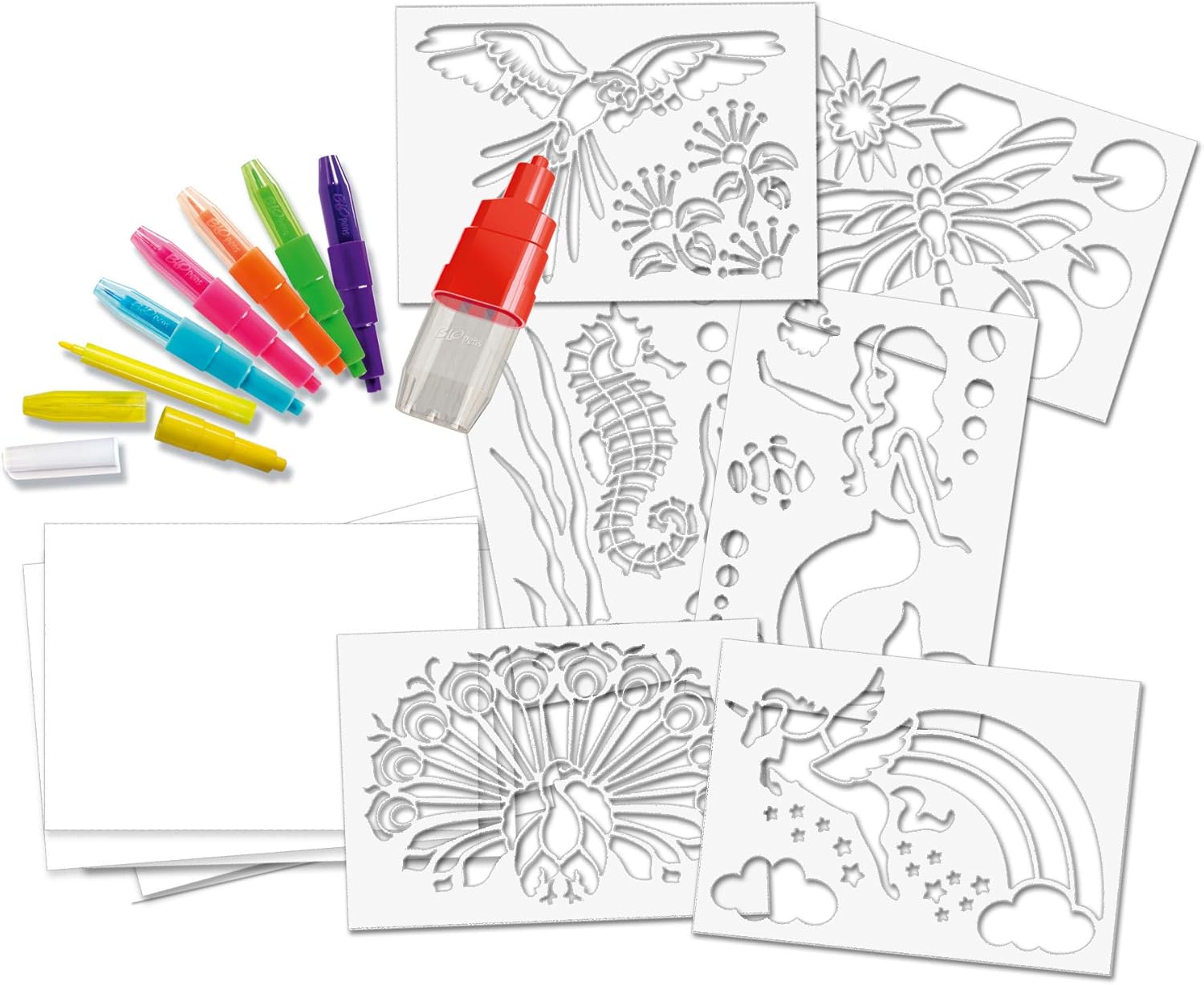 John Adams BLOPENS Rainbow Set - 6 Colour Spray Drawing Kit with Stencils 4