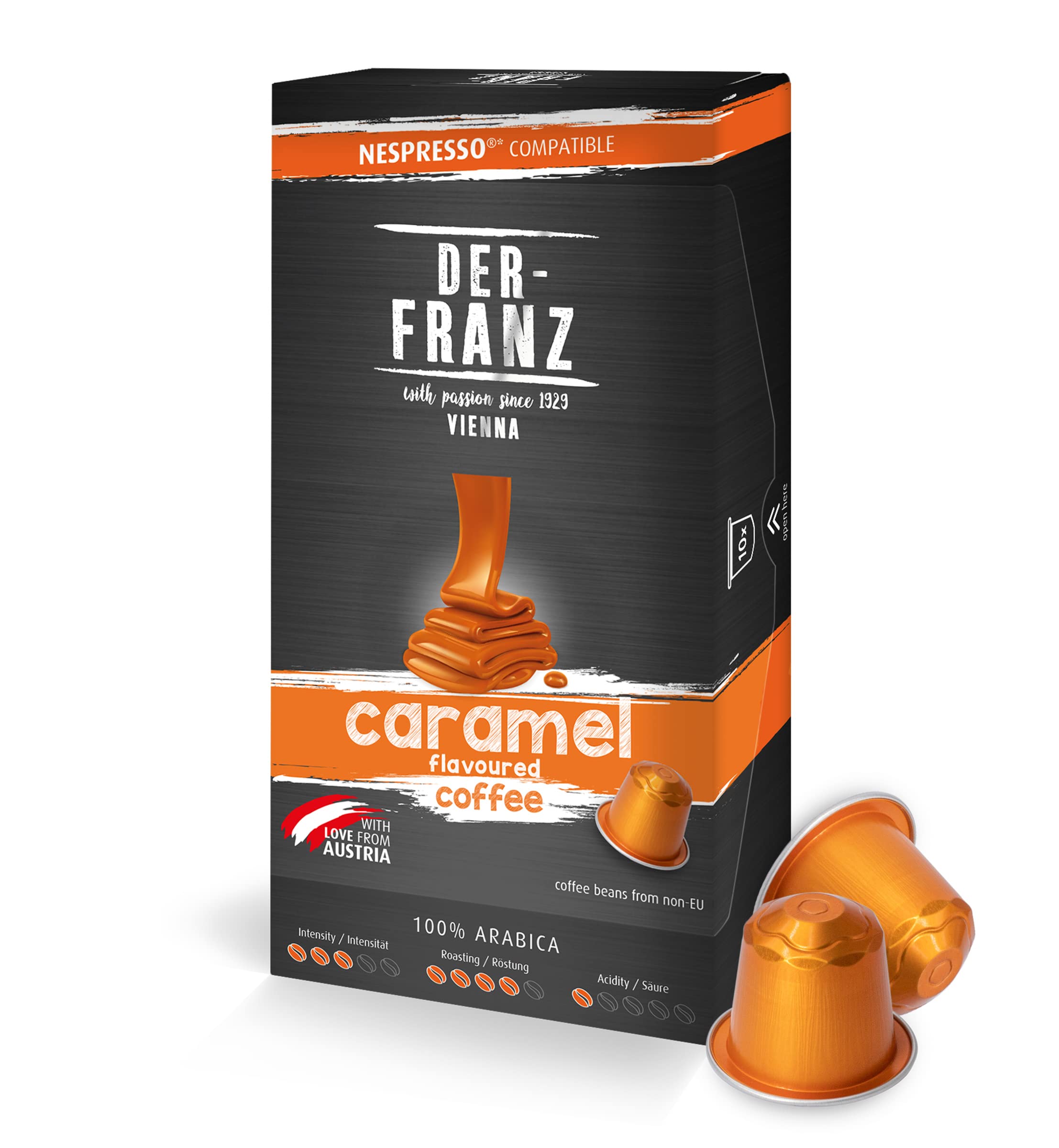 Der-Franz Caramel Aroma Coffee Capsules for Nespresso, 10 Capsules