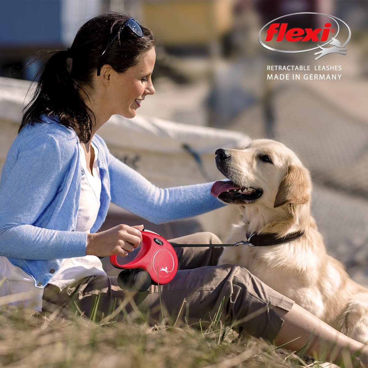flexi New Classic Cord Black Small Retractable Dog Leash | 8m Length | Up to 12kg/26lbs