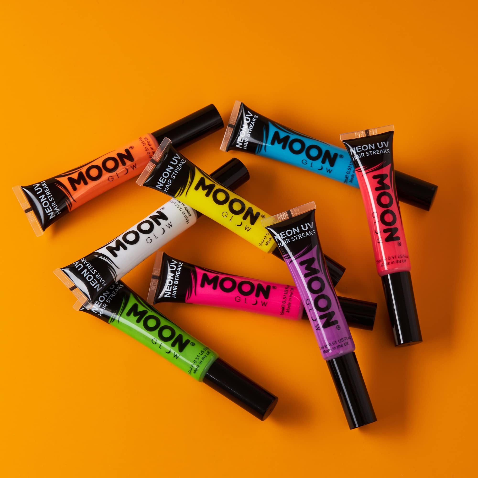 Moon Glow - Intense Neon UV Hair Streaks (Red) | Hair Mascara for Temporary Neon Hair Colour, Glows Under UV/Blacklight 12