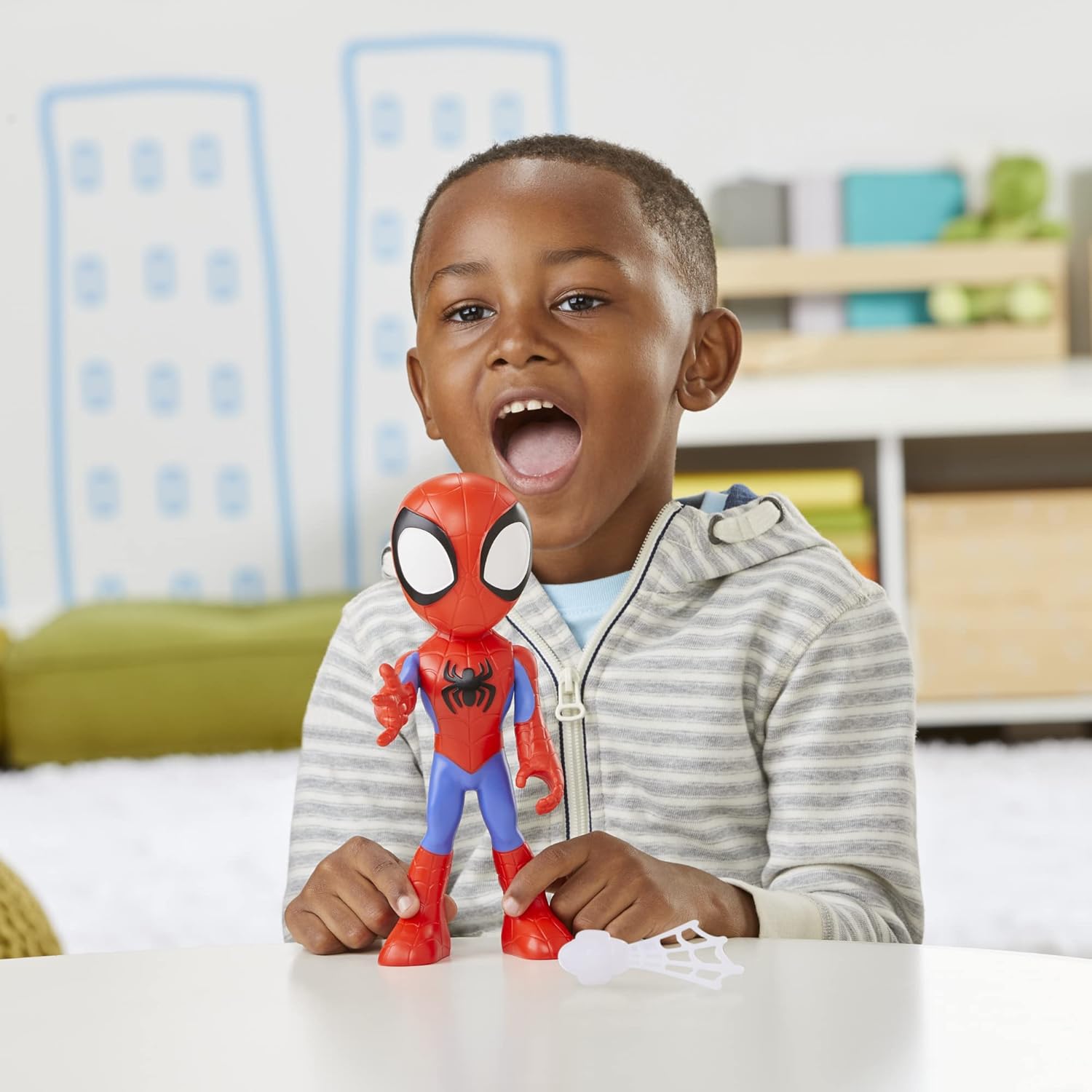 Marvel Spidey and His Amazing Friends Supersized Spidey Action Figure - 22.5 cm Poseable Figure with Web Accessory, Ages 3+ 8