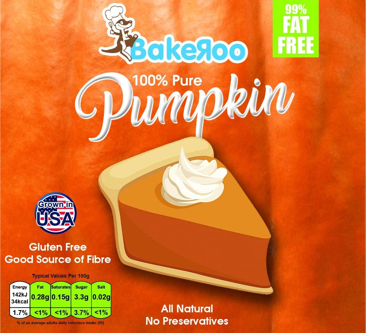 Bakeroo Tinned Pumpkin Puree (Pumpkin Pie Filling), 100% Natural - Pack of 3, 425g Each 4