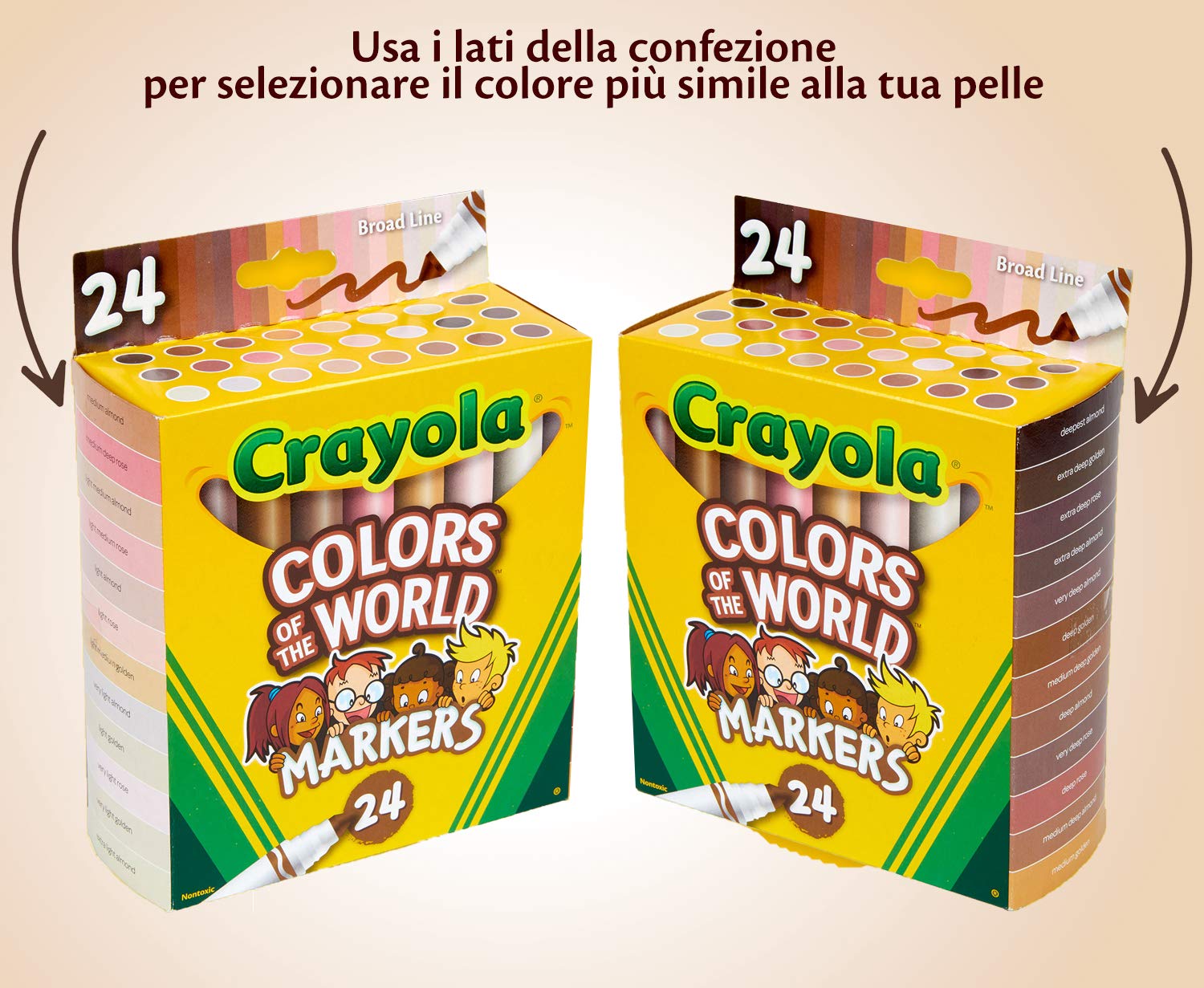 Crayola Colours of the World Washable Markers - 24 Skin Tone Shades for Kids 3+ 5