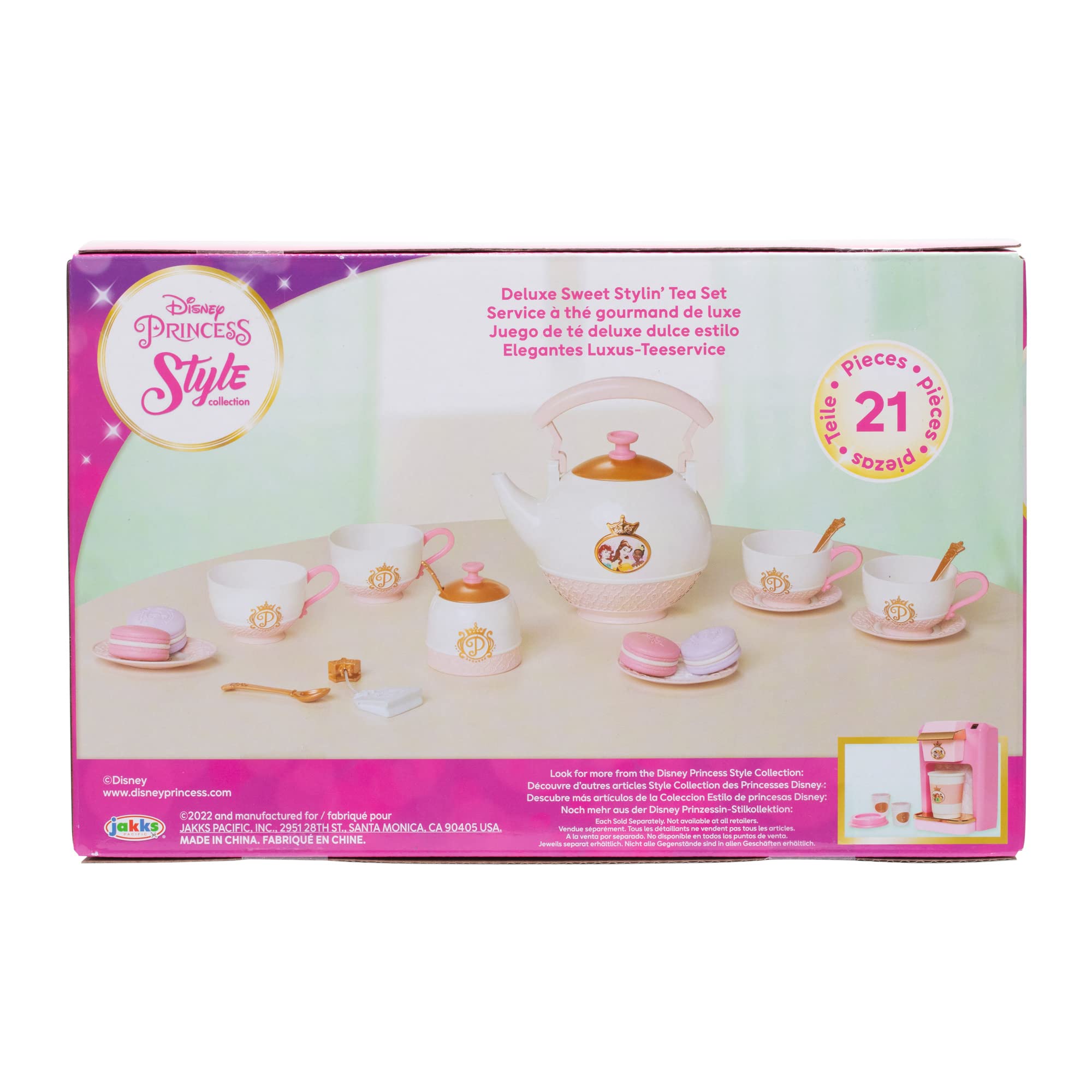 Disney Princess Style Collection 21-Piece Tea Set Playset for Girls Ages 3+ 7