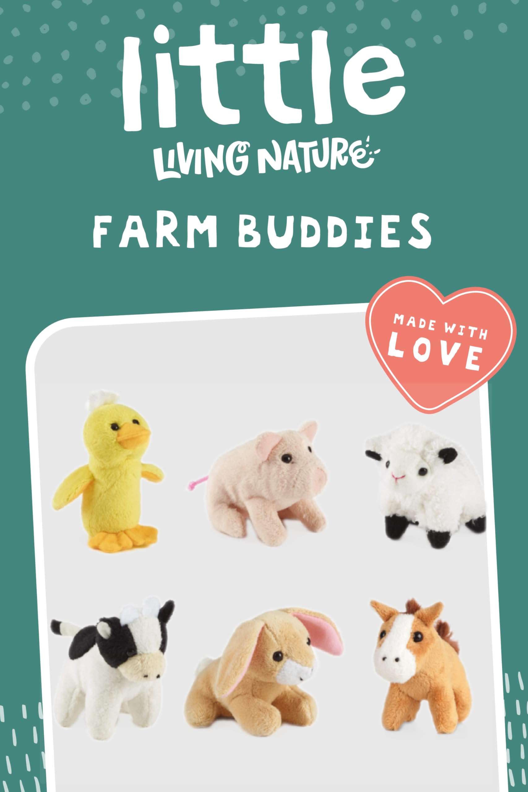 Living Nature Soft Toy Gift Bundle - 6 Pack Farm Buddies with Educational Animal Facts 3