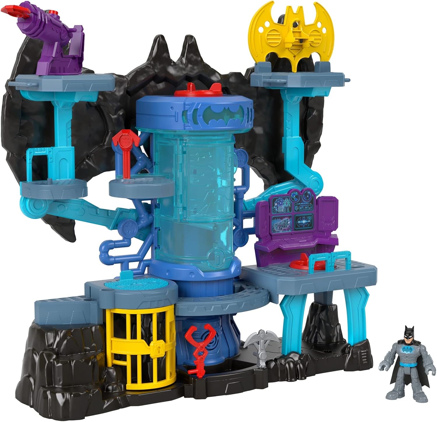 Imaginext DC Super Friends Bat-Tech Batcave Playset - Light-Up Action for Kids 3-8