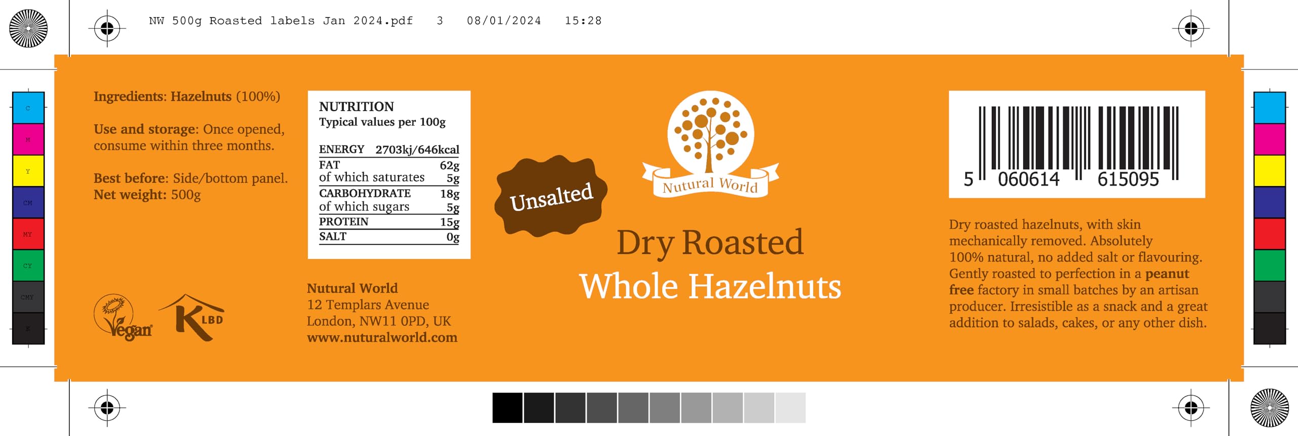 Nutural World - Dry Roasted Whole Hazelnuts - Unsalted (500g) - Great Taste Award Winner 4